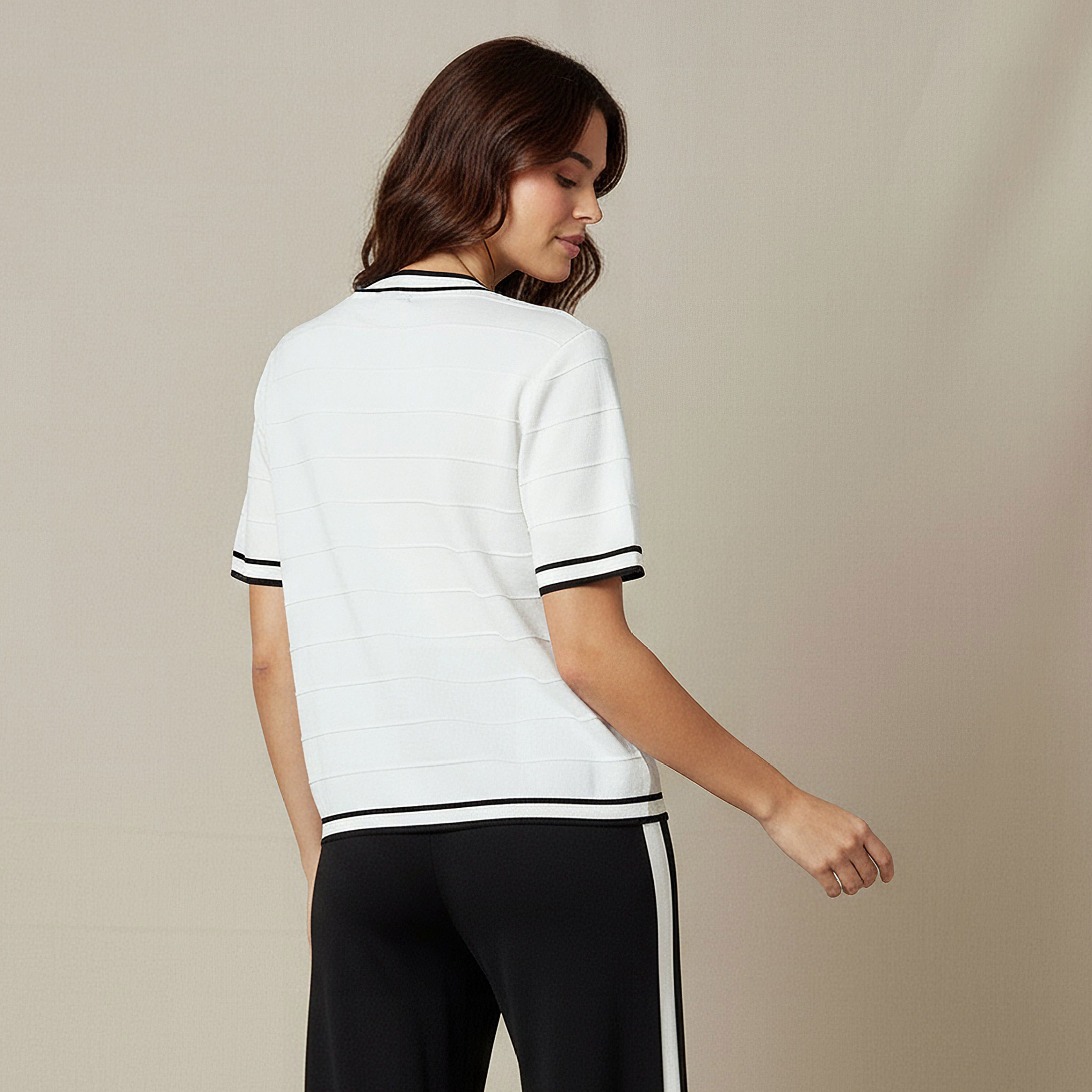 2Xtremz Regular Fit Top with Contrast Piping-women-clothing-coordsets-image-3