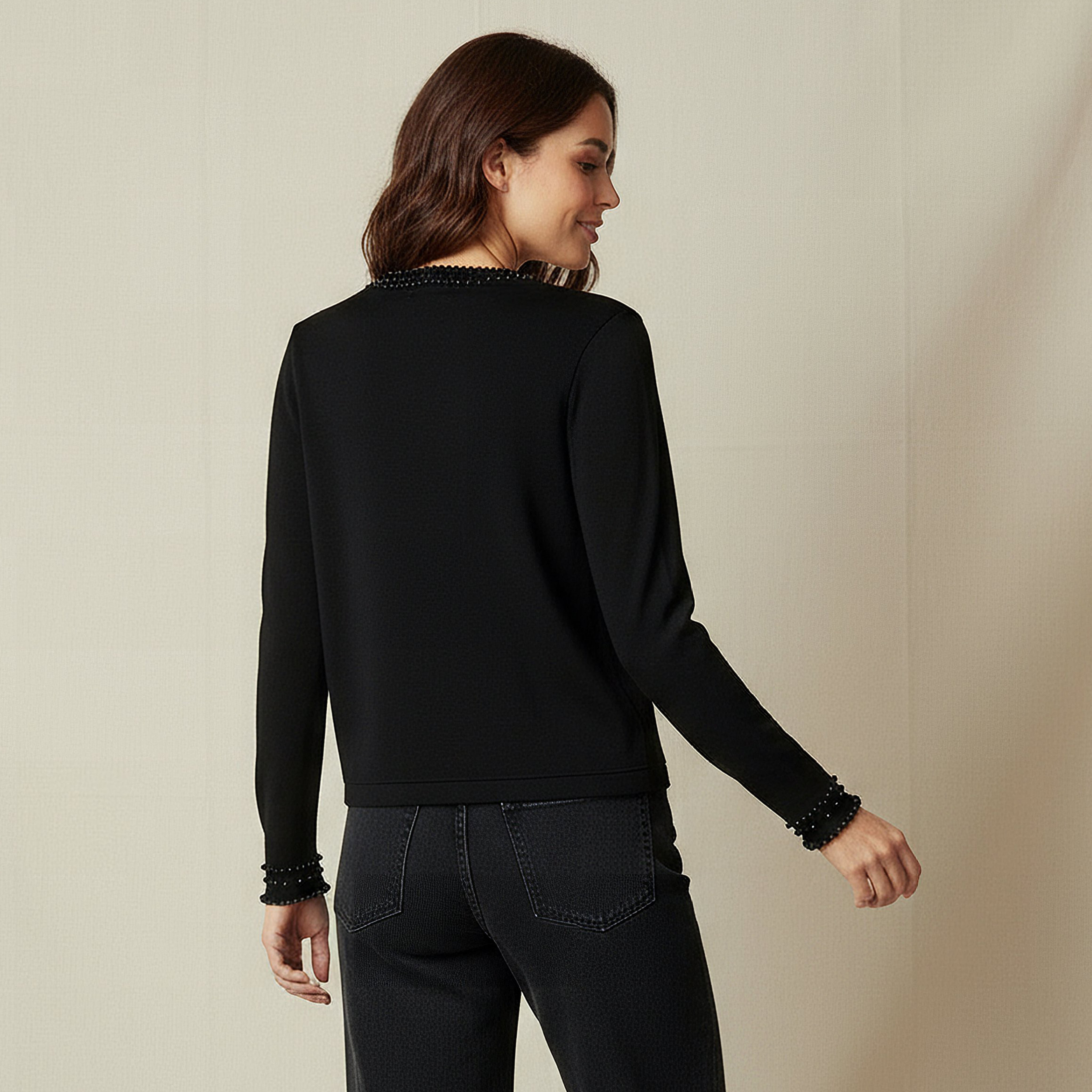 2Xtremz Pearl Embellished Round Neck Cardigan-women-winterwear-cardigansandjumpers-cardigans-image-3