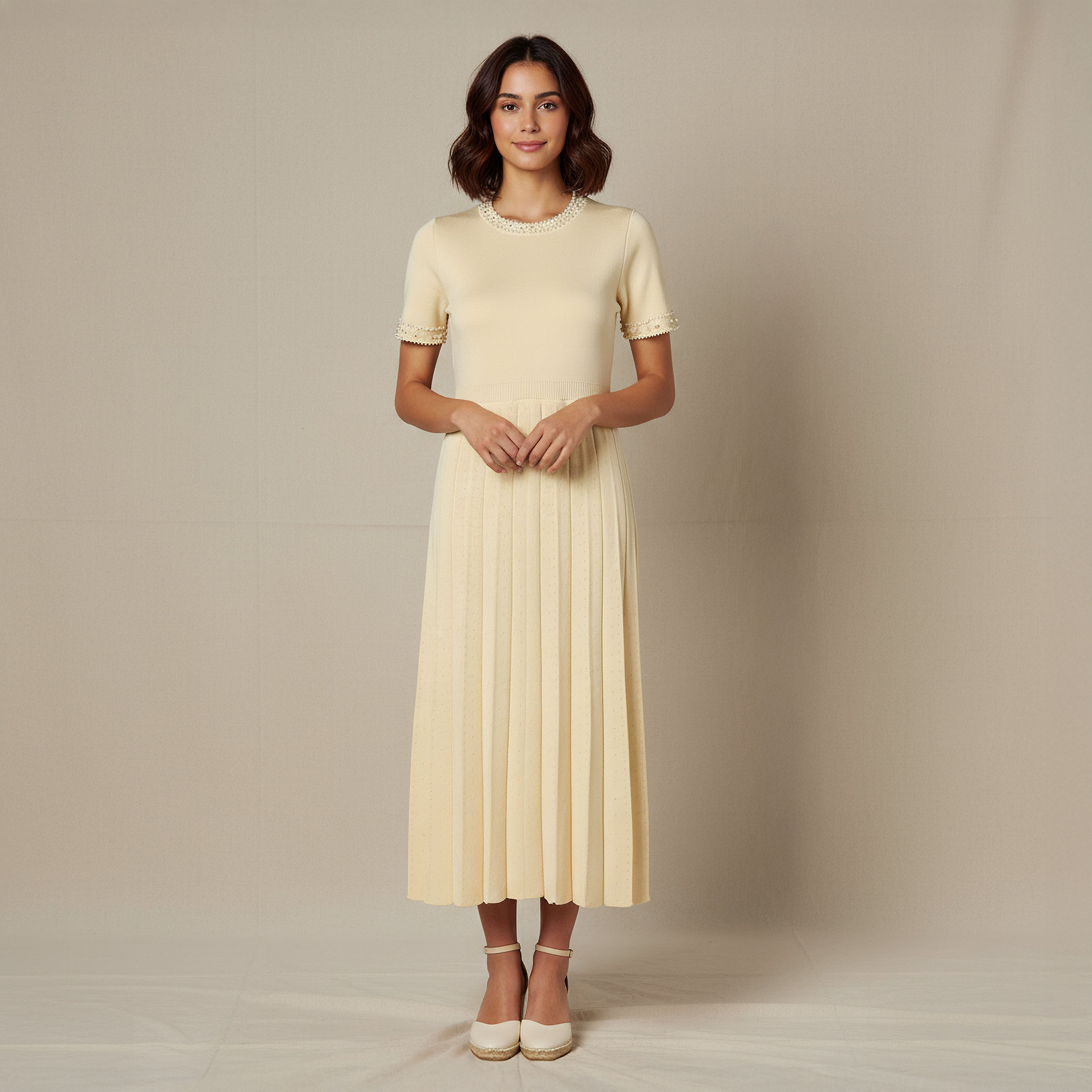 2Xtremz Pleated Midi Dress with Pearl Embellishment-women-clothing-dresses-image-1