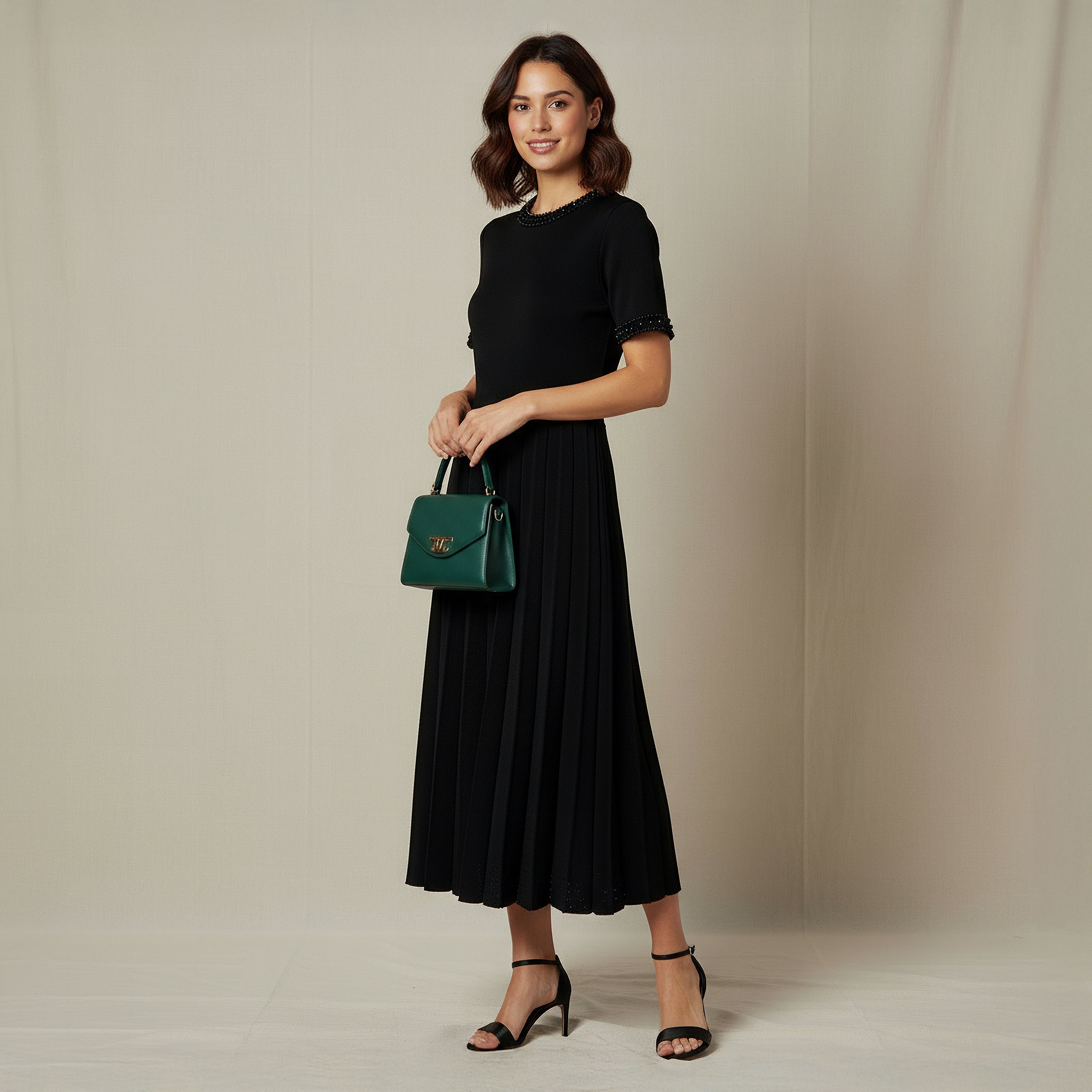 2Xtremz Pleated Midi Dress with Pearl Embellishment-women-clothing-dresses-image-2