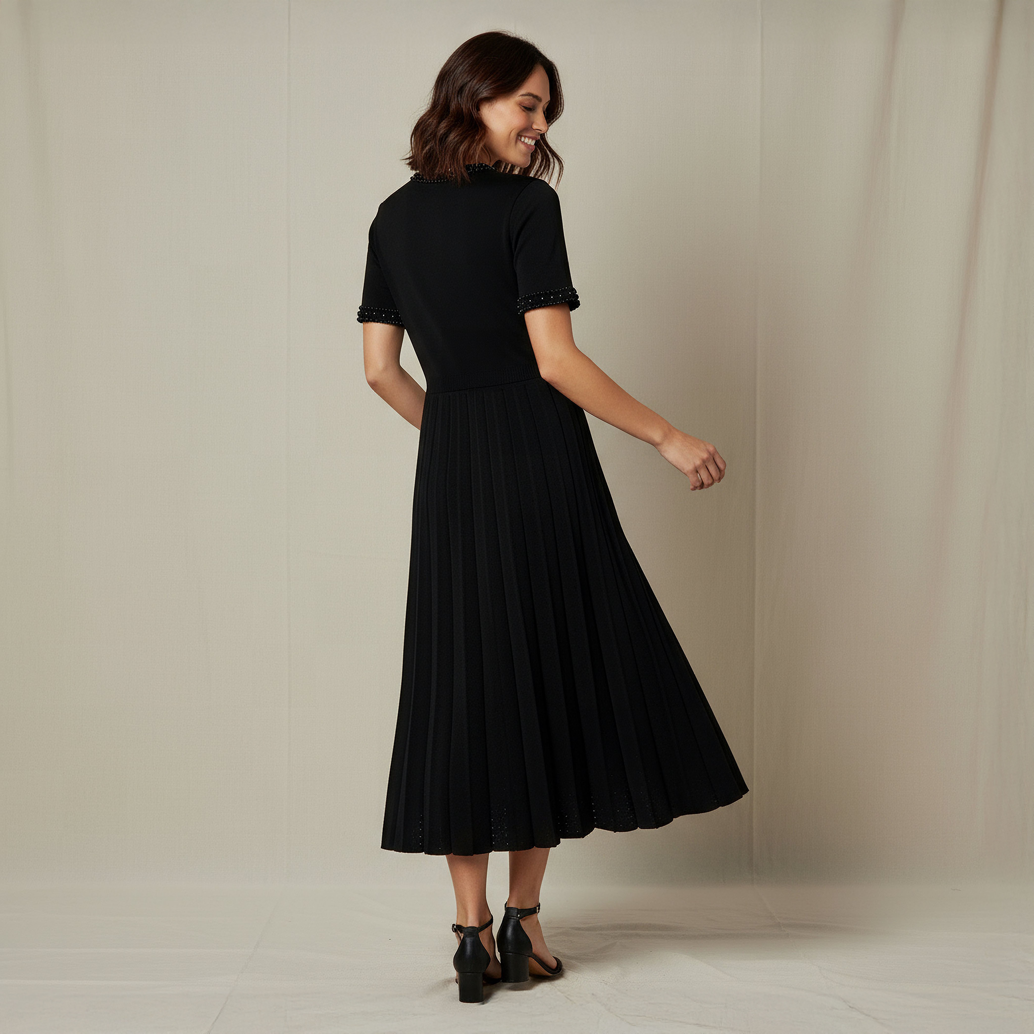 2Xtremz Pleated Midi Dress with Pearl Embellishment-women-clothing-dresses-image-3