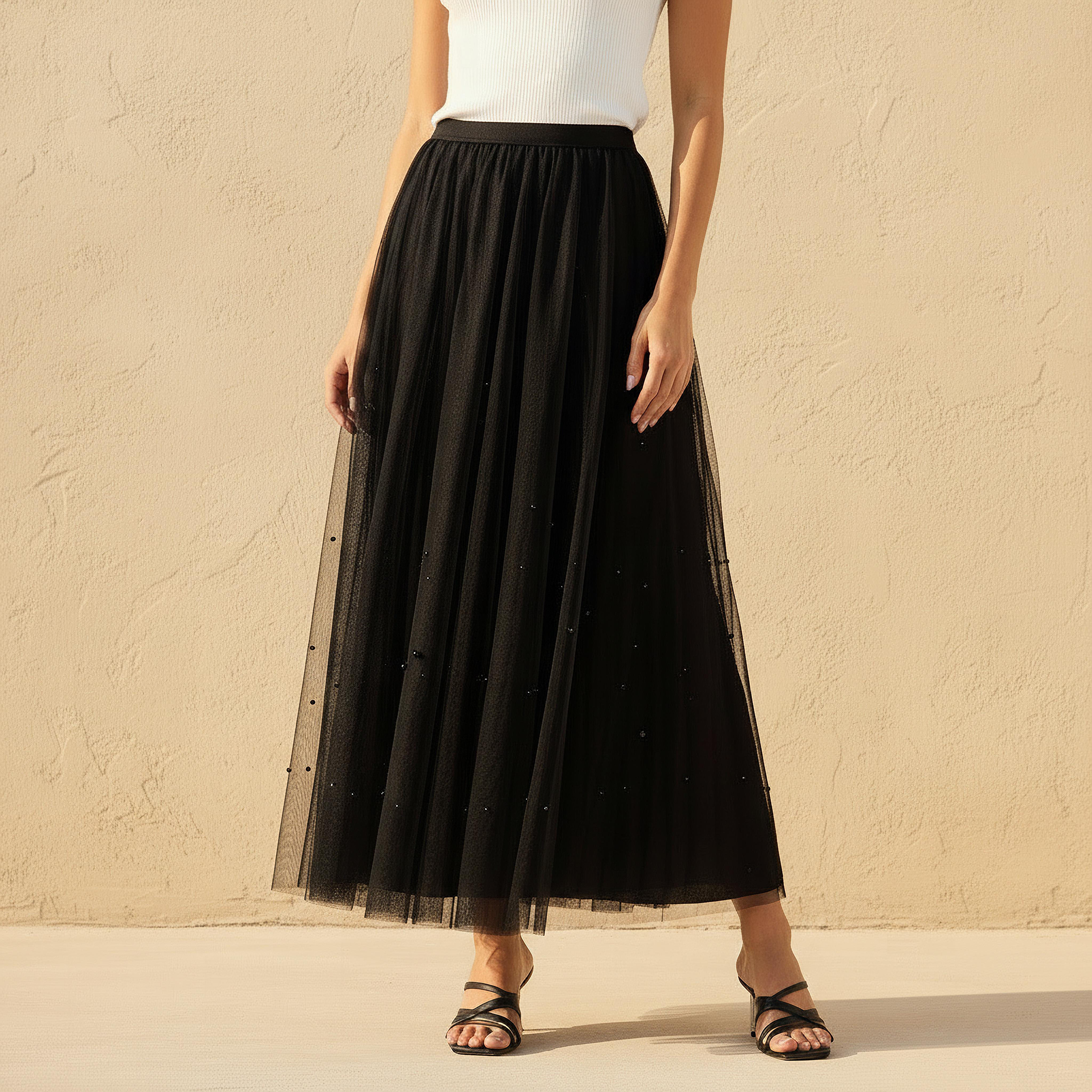 2Xtremz Maxi Embellished Skirt with Elasticated Waistband-women-clothing-bottoms-skirts-image-1