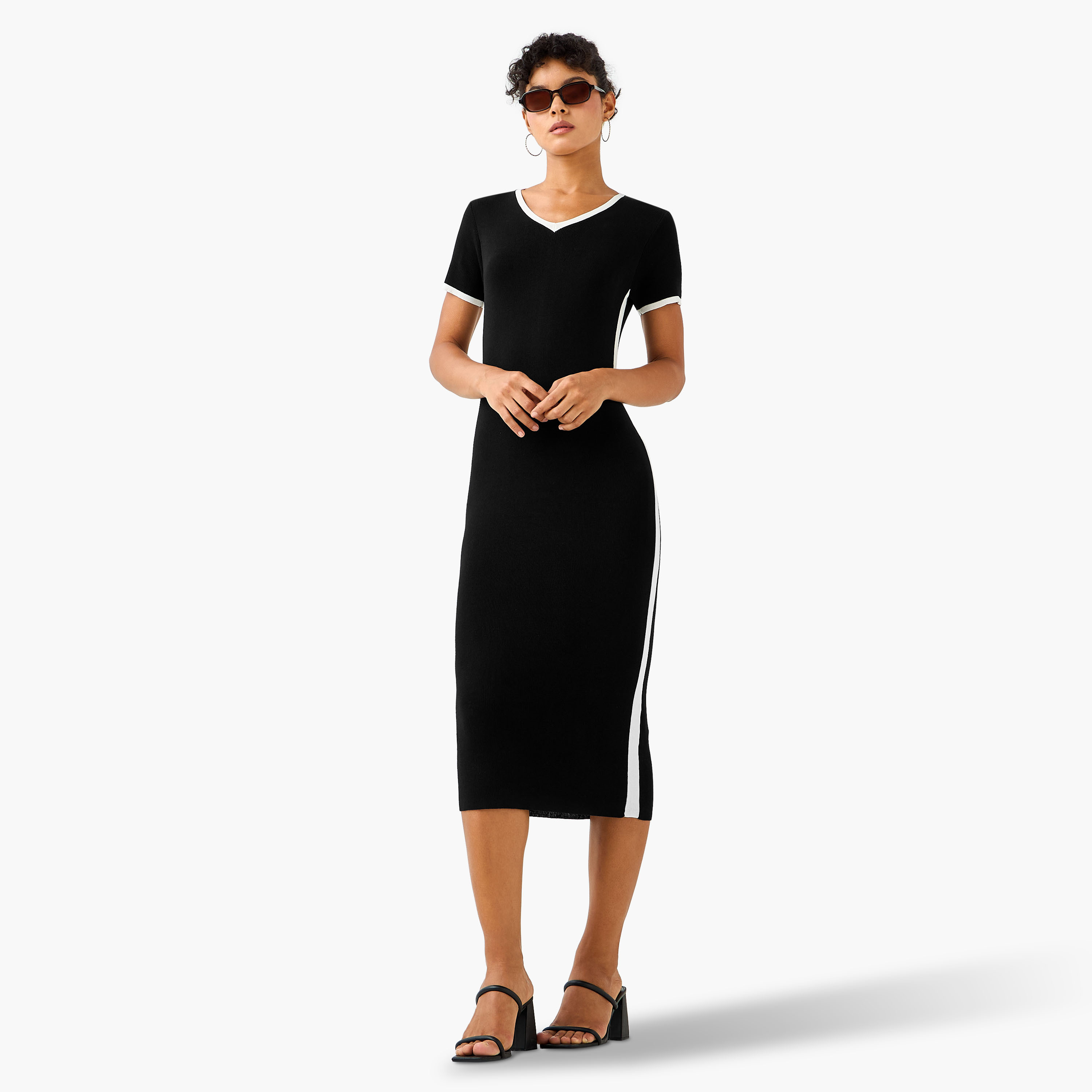 2Xtremz Bodycon Midi Dress with Trim Design-women-clothing-dresses-image-2