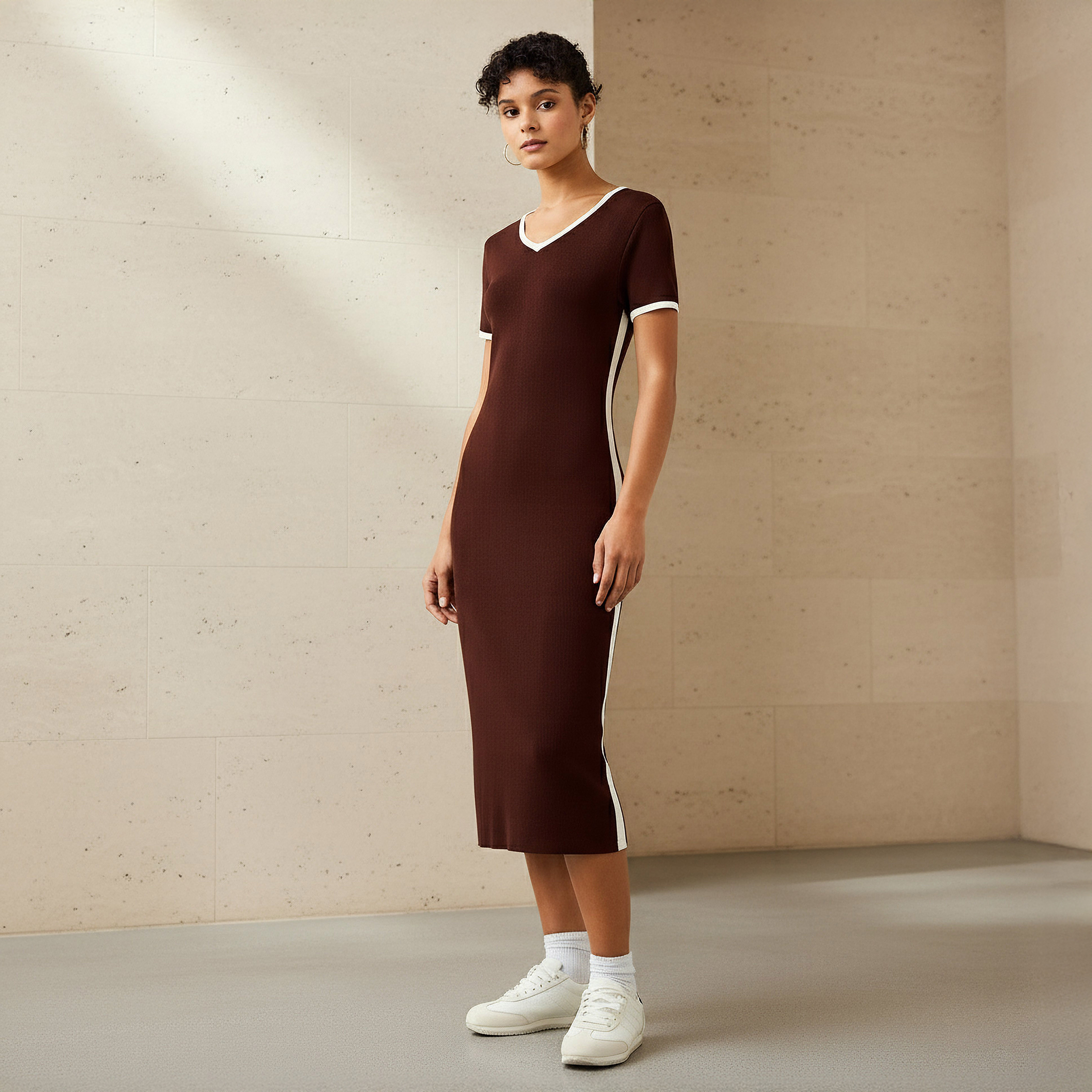 2Xtremz Bodycon Midi Dress with Trim Design-women-clothing-dresses-image-1