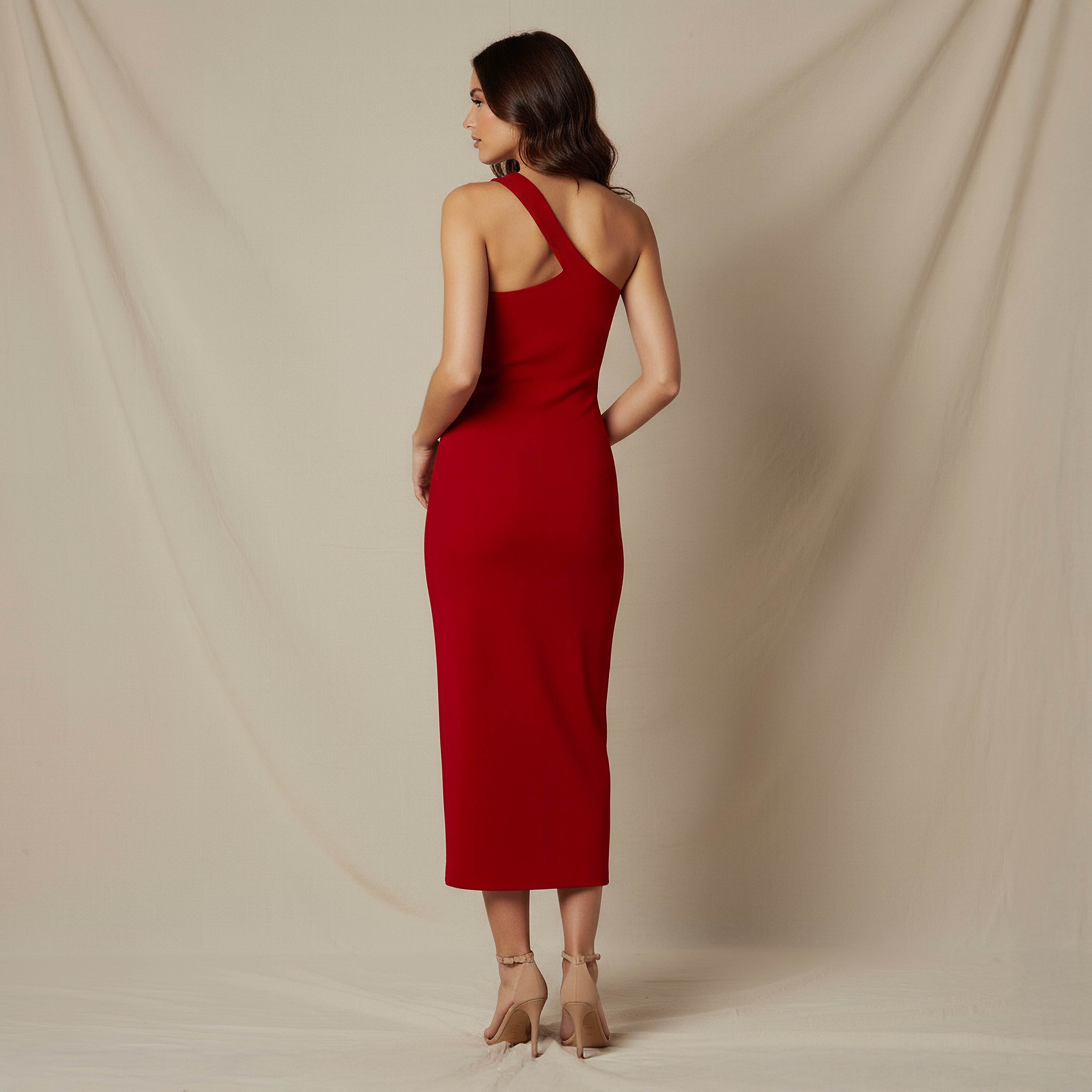 2Xtremz One Shoulder Midi Bodycon Dress with Rivet Detail-women-clothing-dresses-image-3