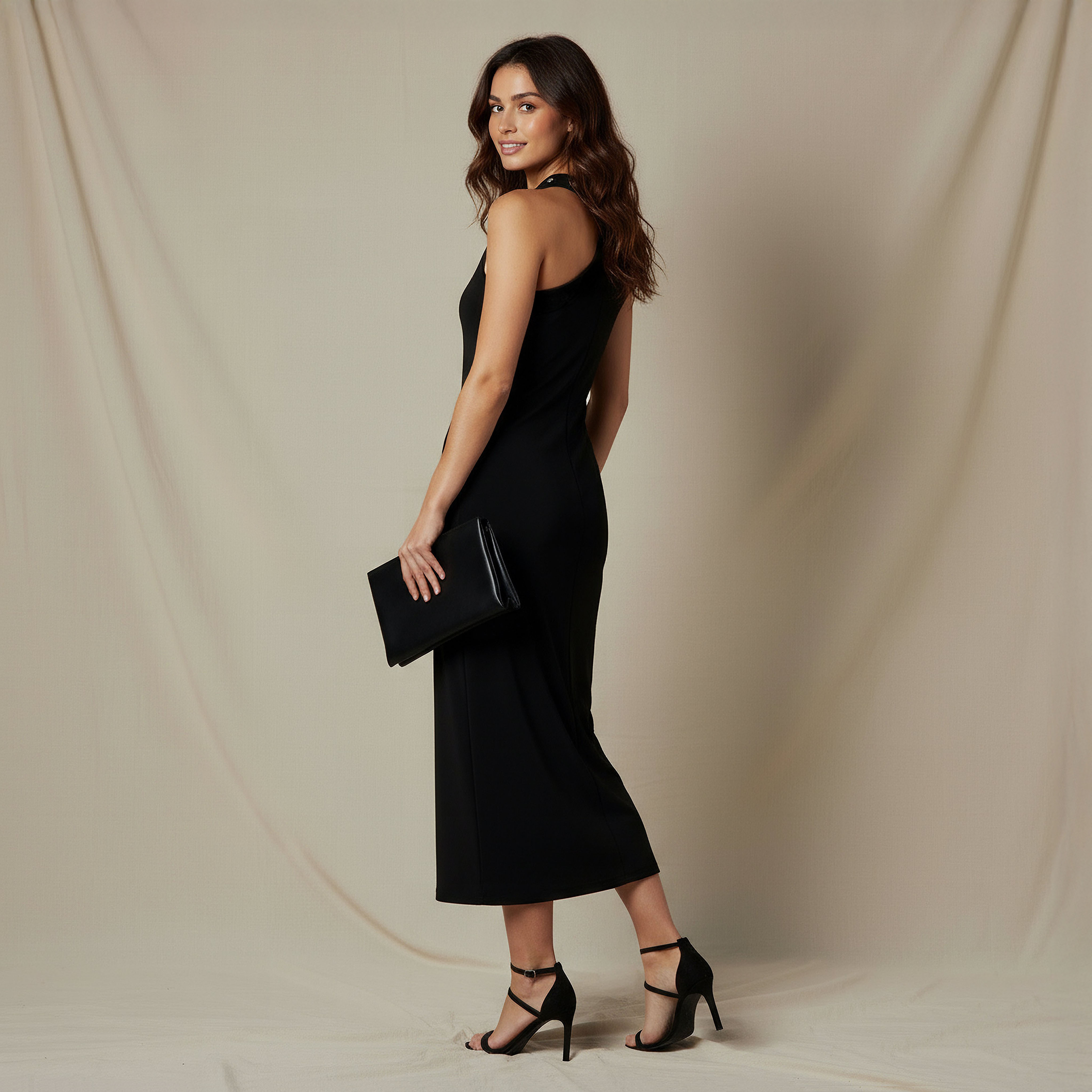 2Xtremz One Shoulder Midi Bodycon Dress with Rivet Detail-women-clothing-dresses-image-2
