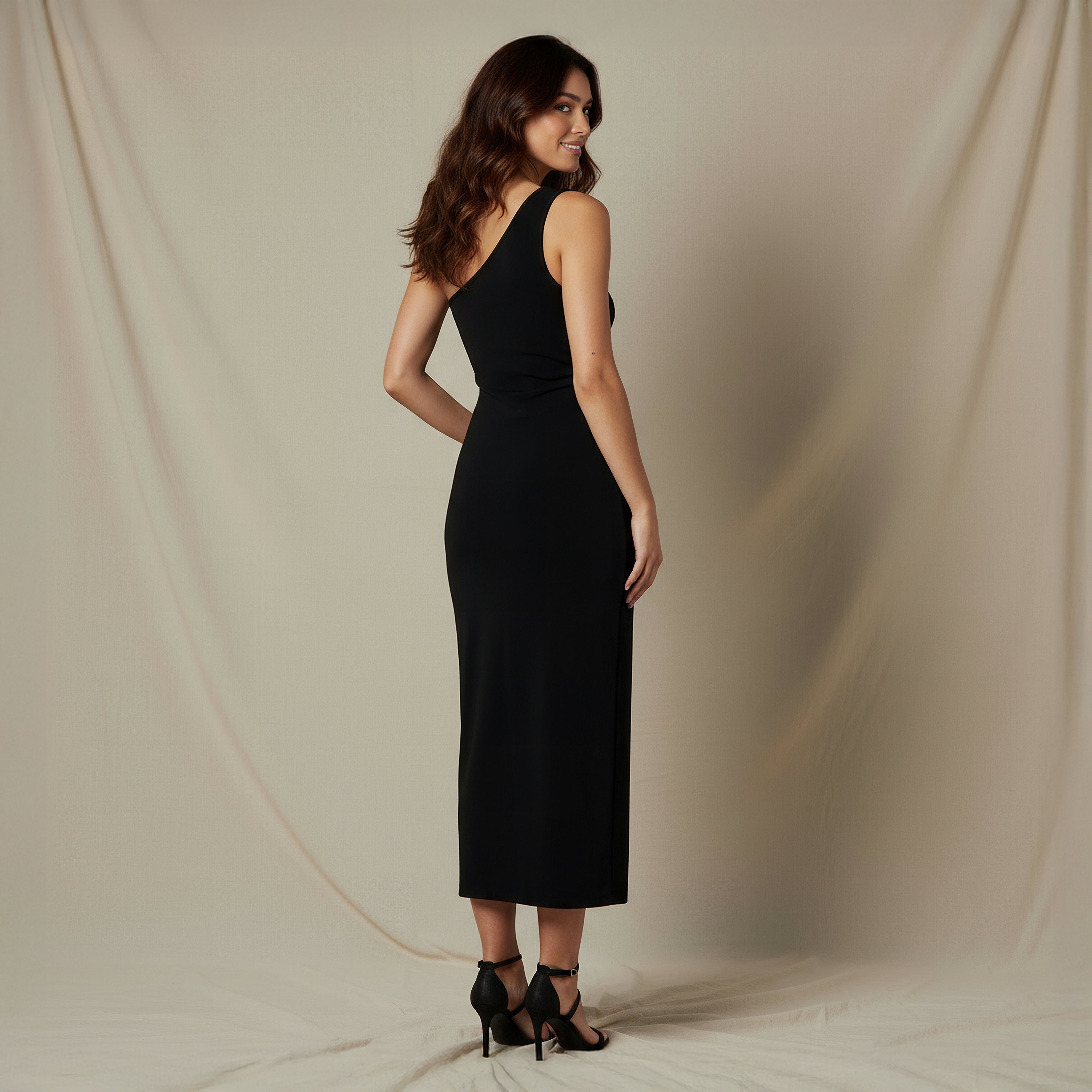 2Xtremz One Shoulder Midi Bodycon Dress with Rivet Detail-women-clothing-dresses-image-3