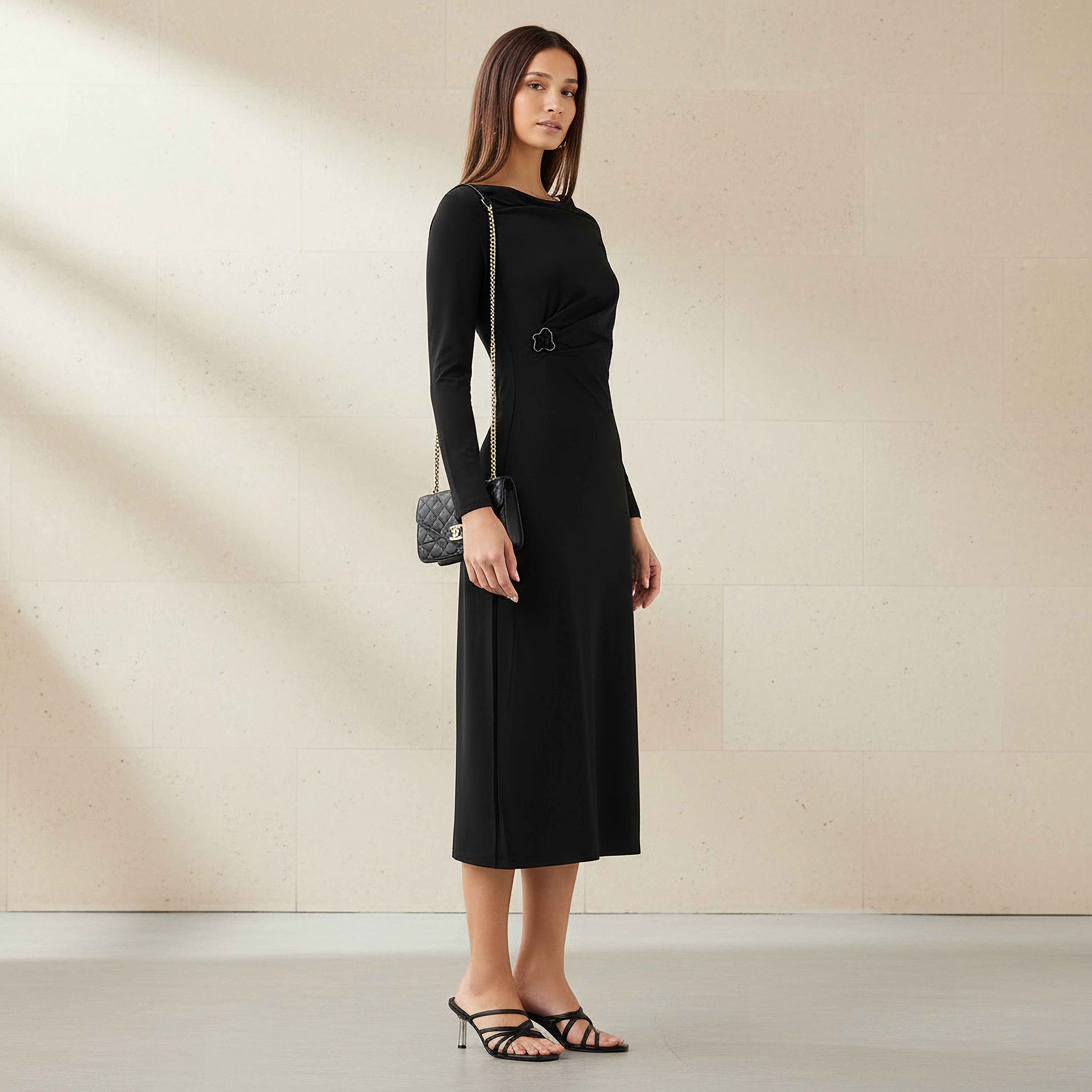 2Xtremz Midi A-line Dress with Cowl Neck-women-clothing-dresses-image-1