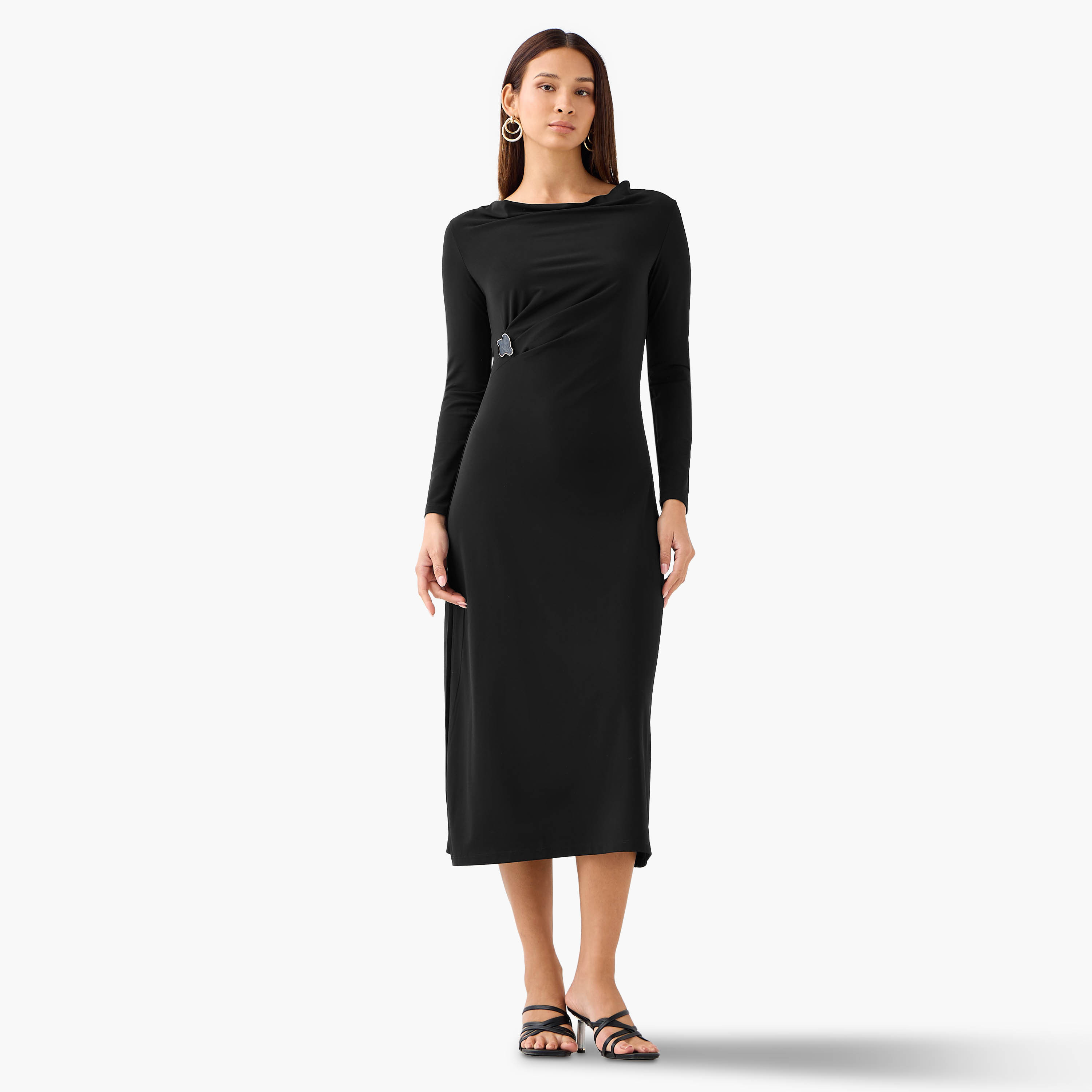 2Xtremz Midi A-line Dress with Cowl Neck-women-clothing-dresses-image-2