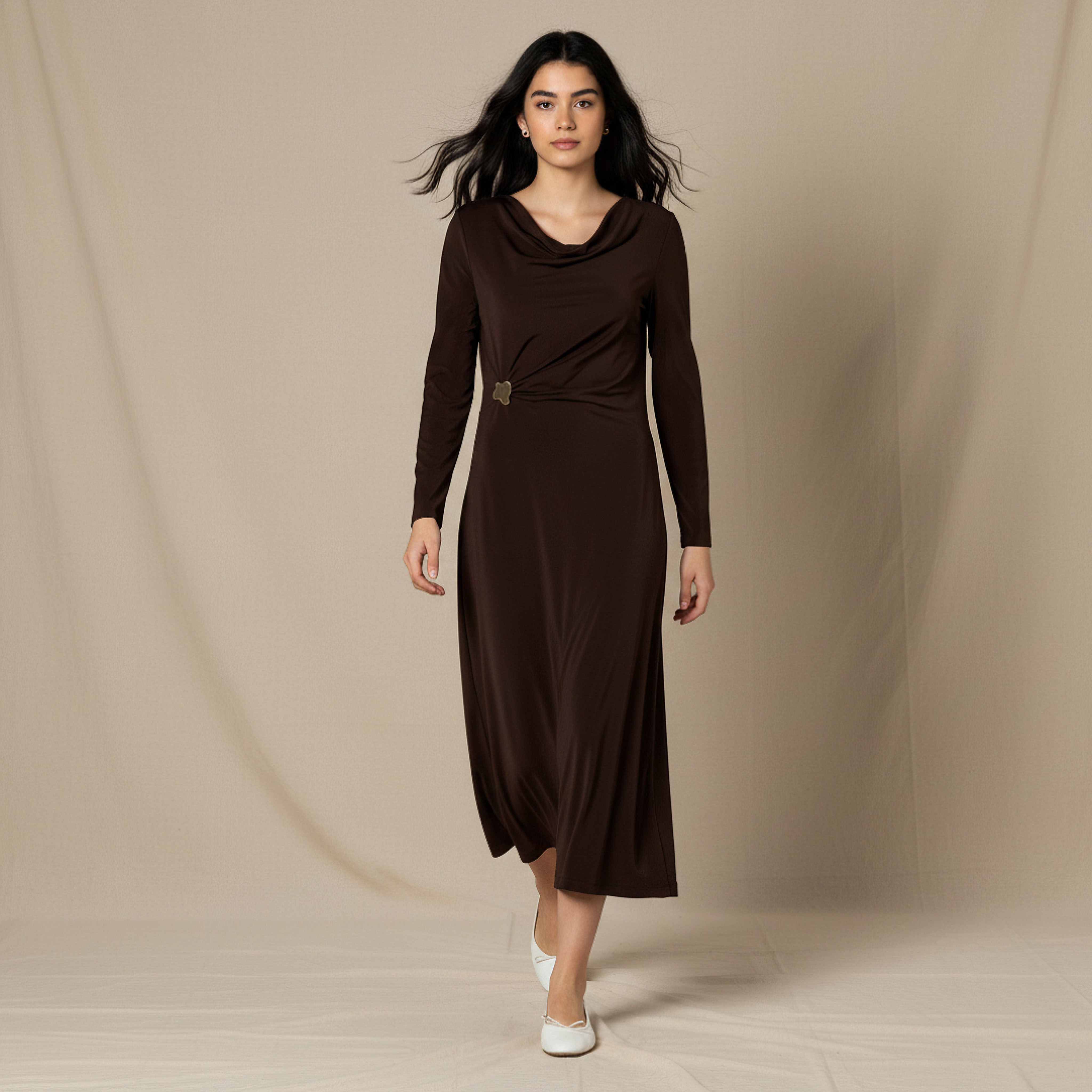 2Xtremz Midi A-line Dress with Cowl Neck-women-clothing-dresses-image-1