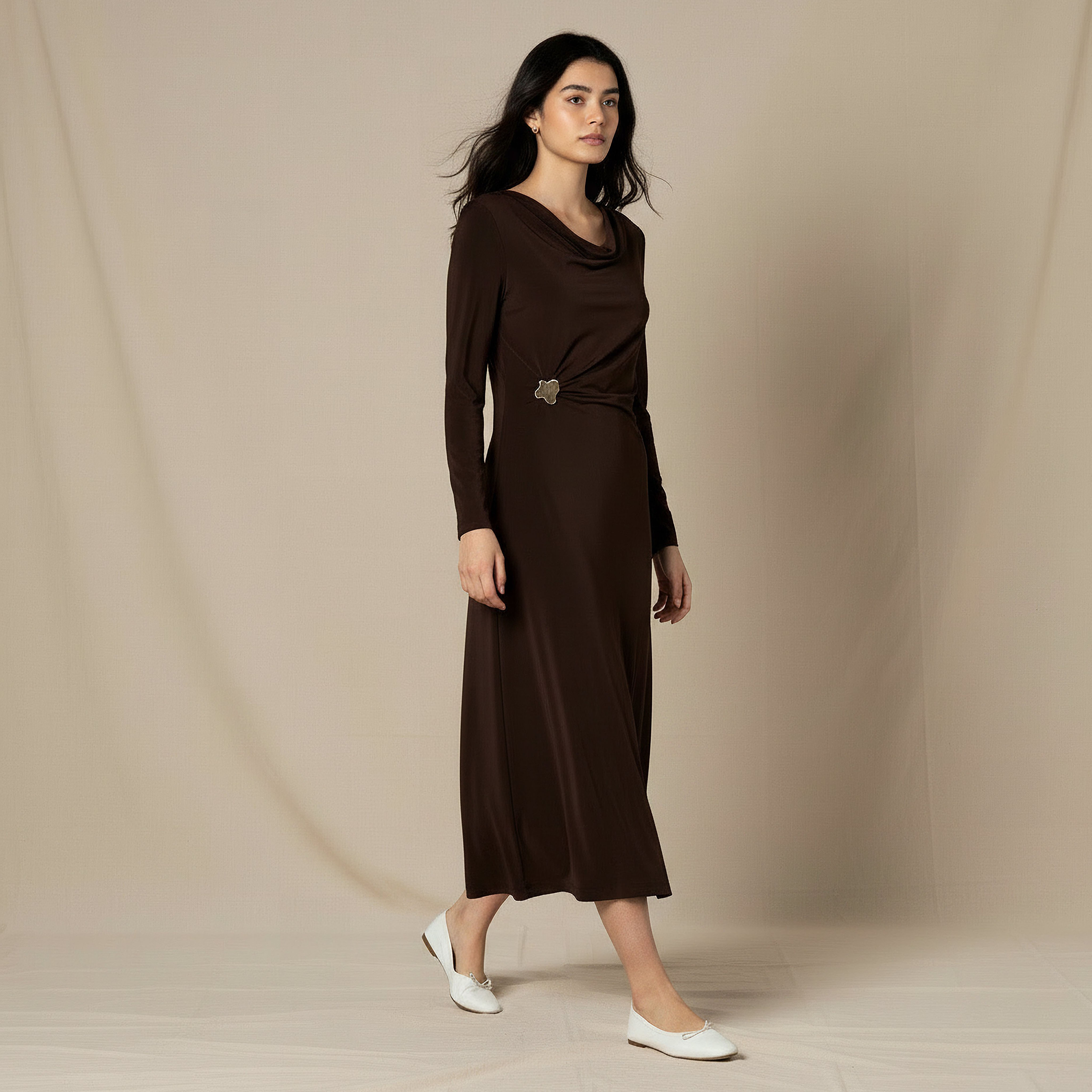 2Xtremz Midi A-line Dress with Cowl Neck-women-clothing-dresses-image-2