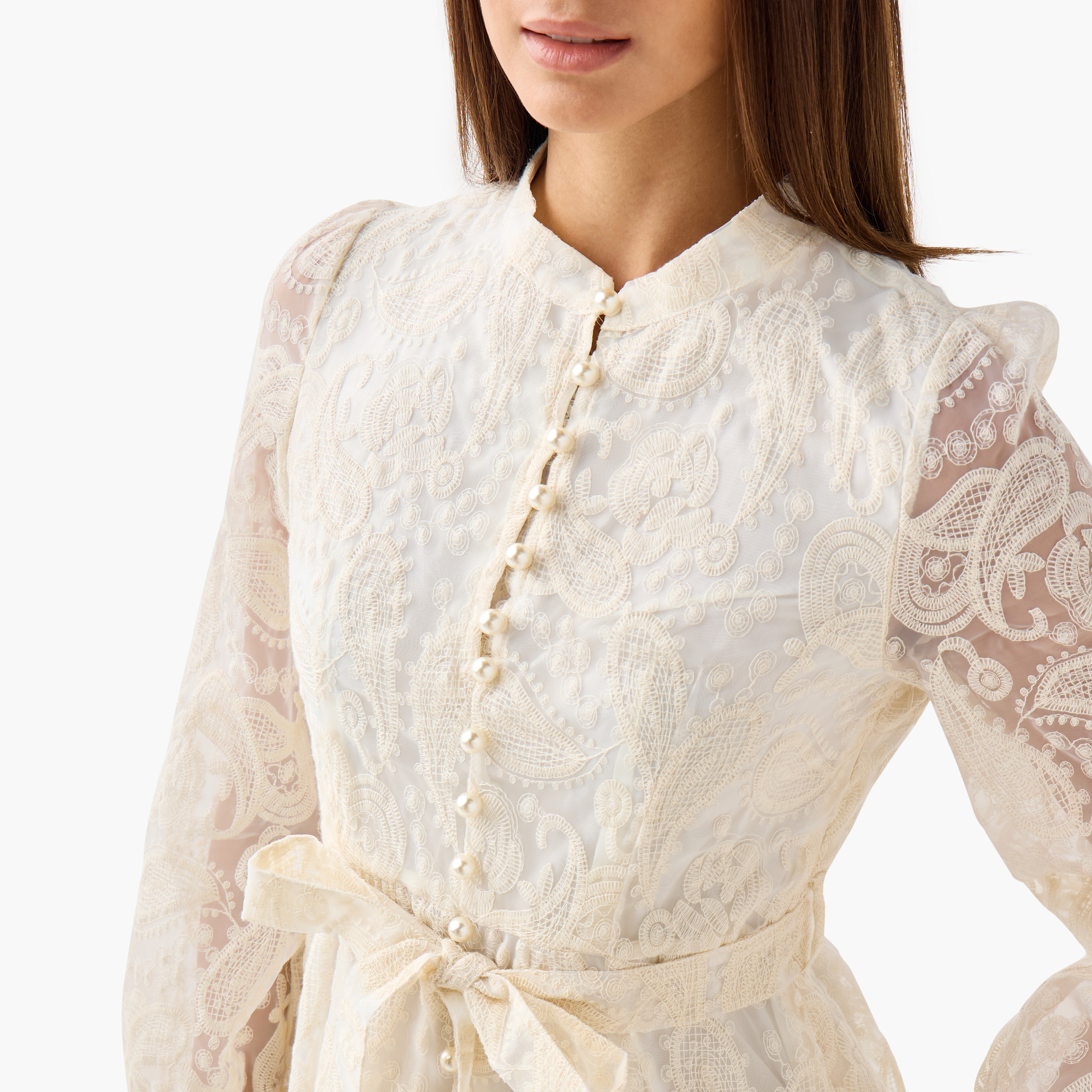 2Xtremz A-line Midi Dress with Paisley Embroidery and Tie-Up Belt-women-clothing-dresses-image-6