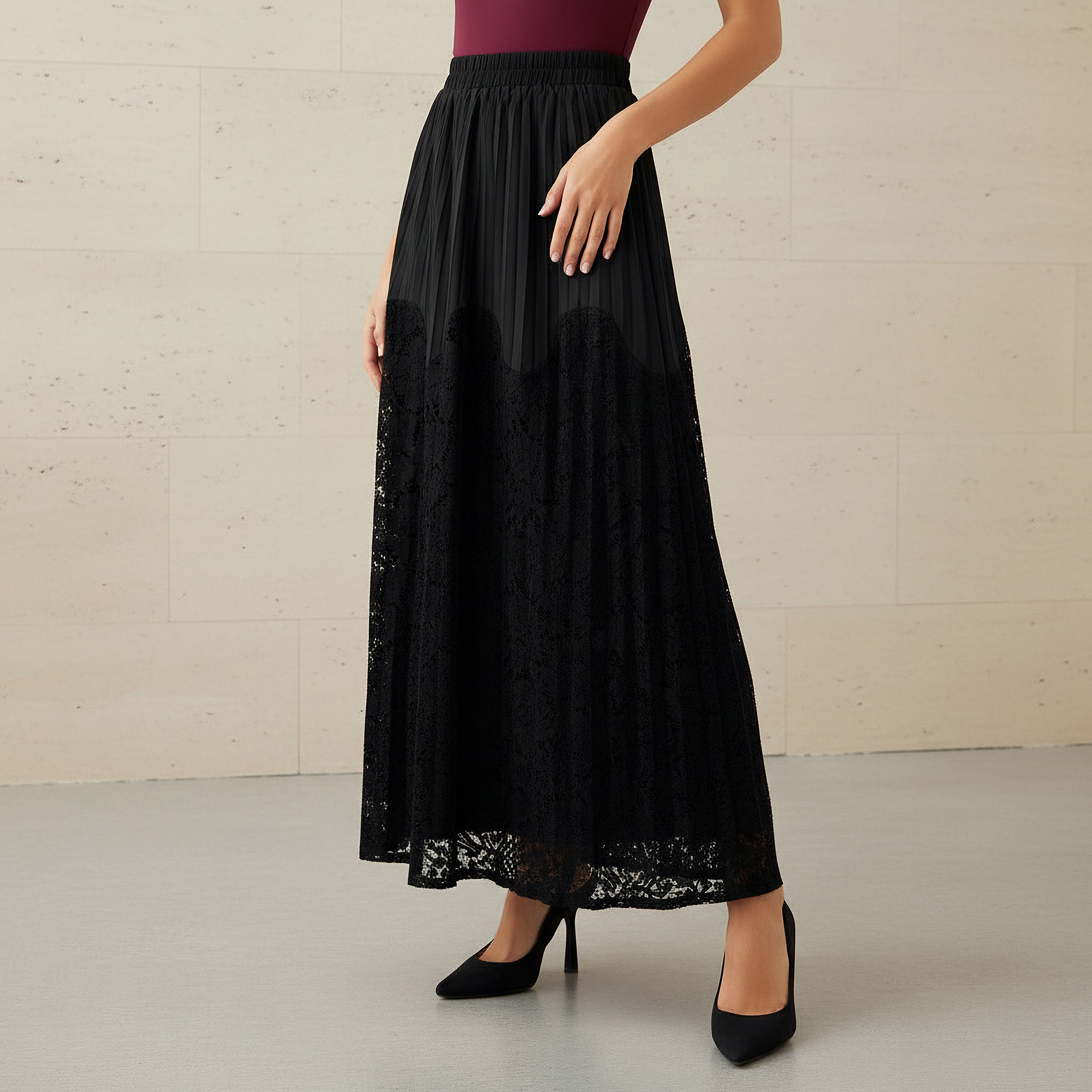 2Xtremz Maxi Lace Skirt with Elasticated Waist-women-clothing-bottoms-skirts-image-1