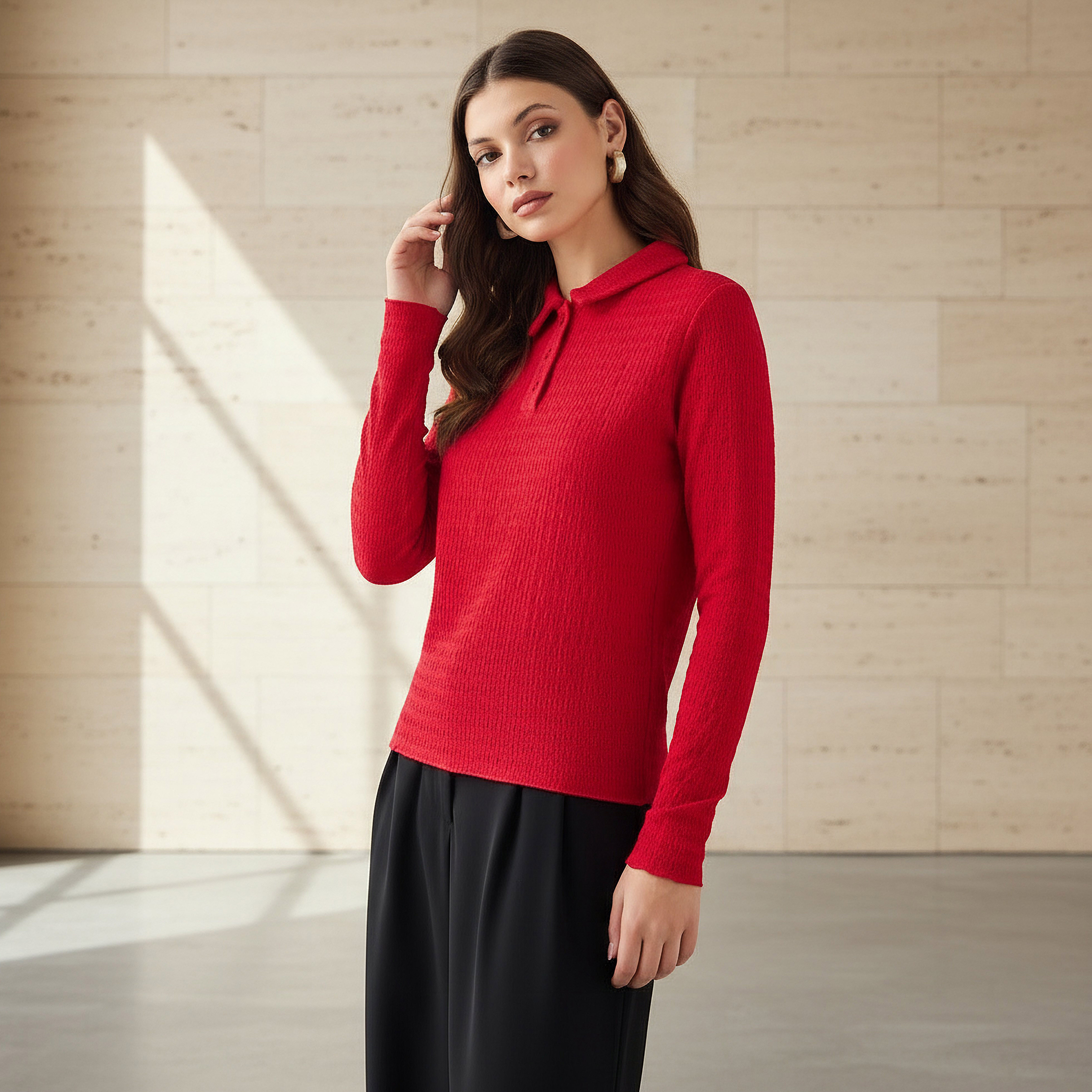 بلوزة بولو بملمس بارز من تو إكستريمز-women-clothing-tshirts-image-1