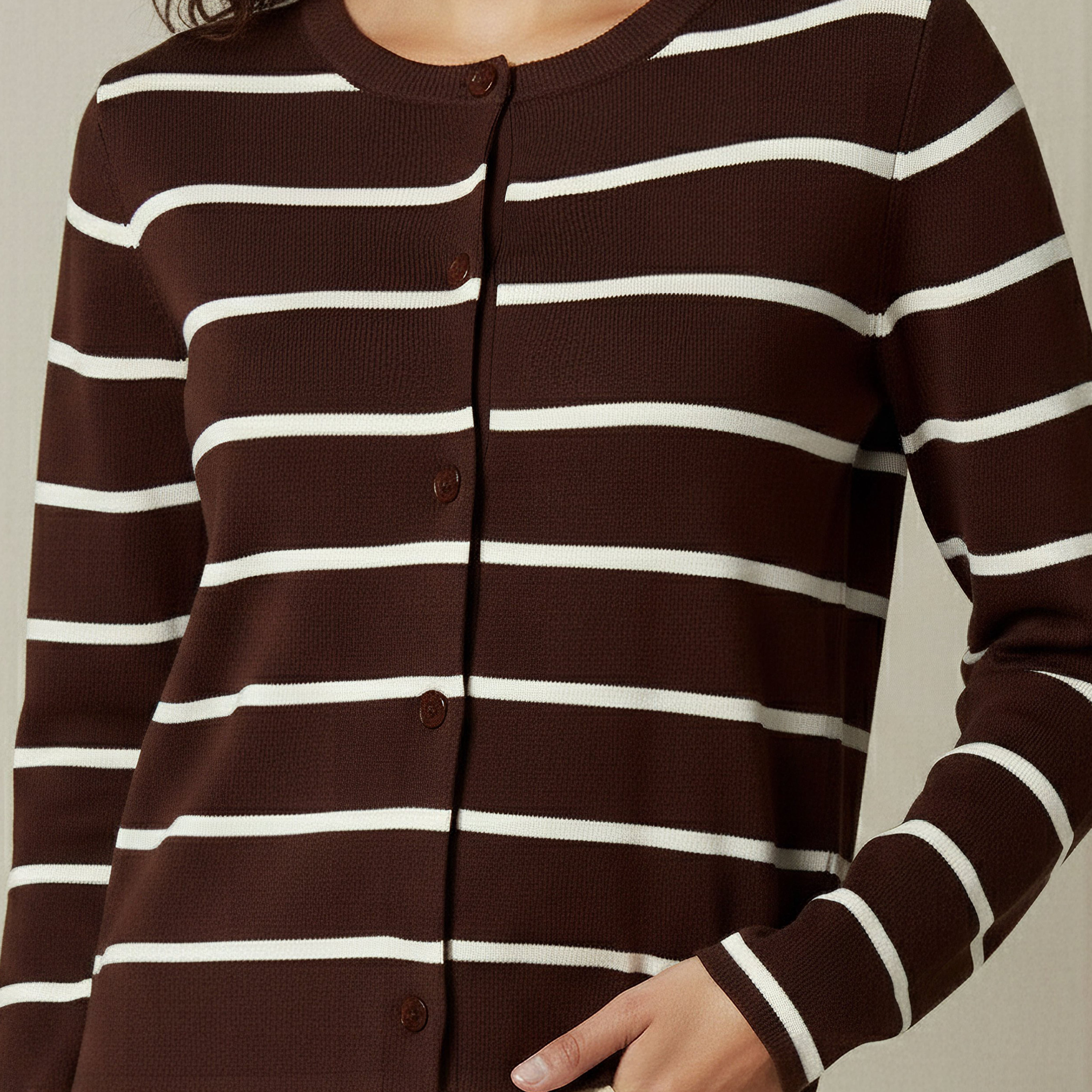 2Xtremz Striped Round Neck Cardigan-women-winterwear-cardigansandjumpers-cardigans-image-4