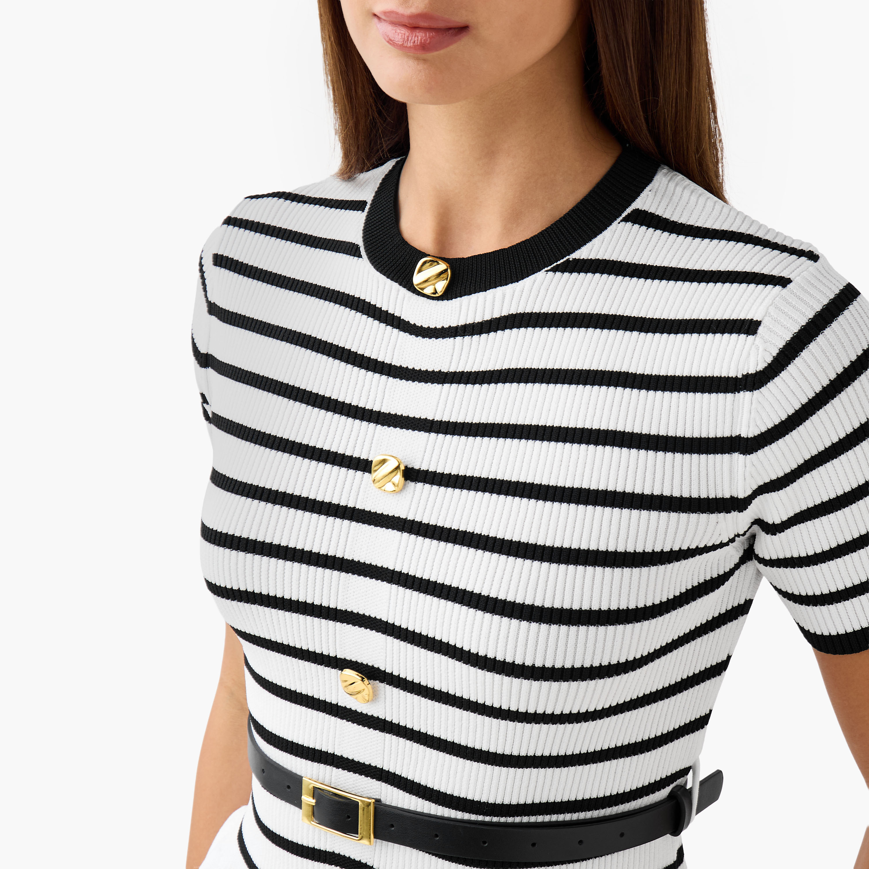 2Xtremz Striped Crew Neck Peplum Top With Belt-women-clothing-shirtsandblouses-blouses-image-5