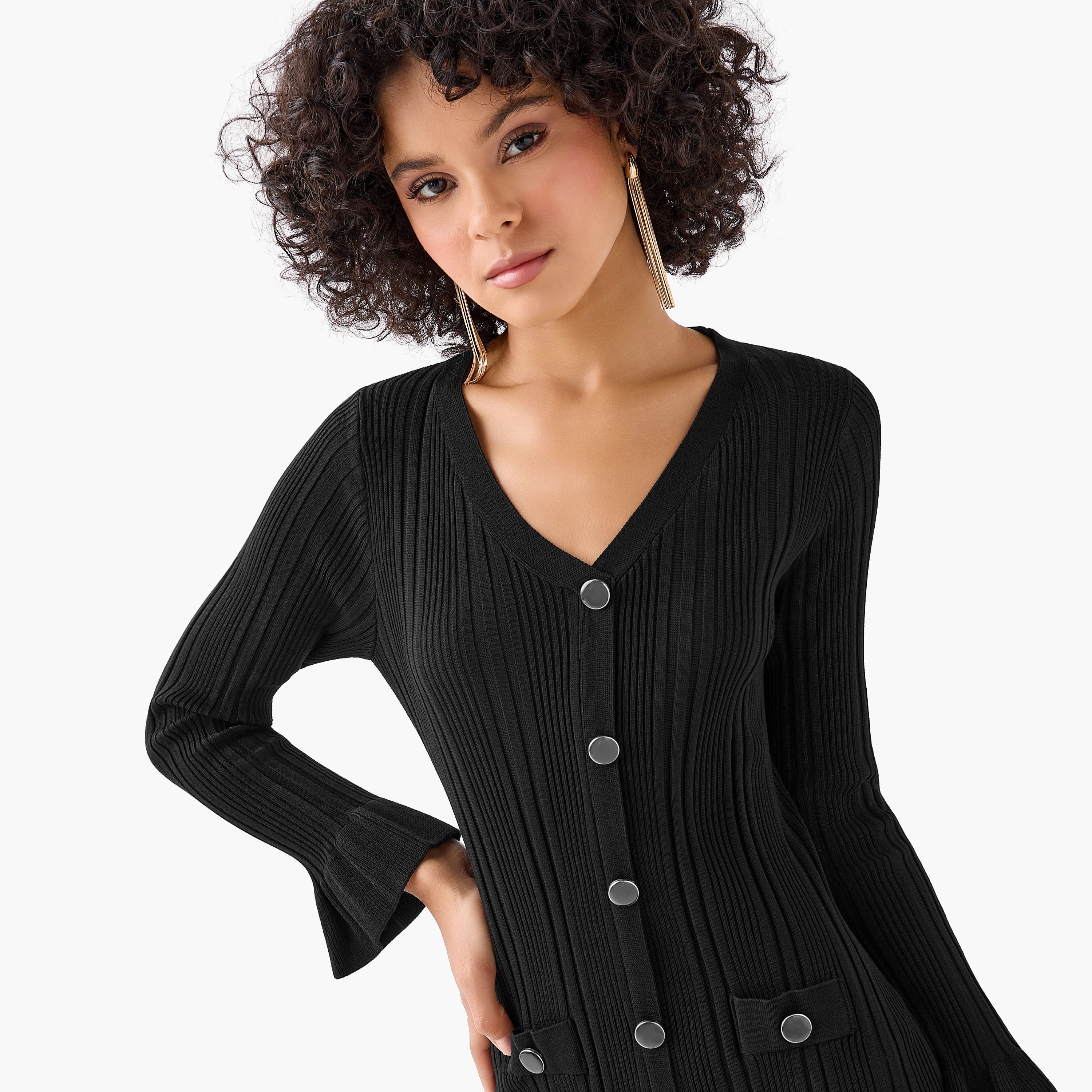 2Xtremz Bodycon Midi Dress with V-neck-women-clothing-dresses-image-5