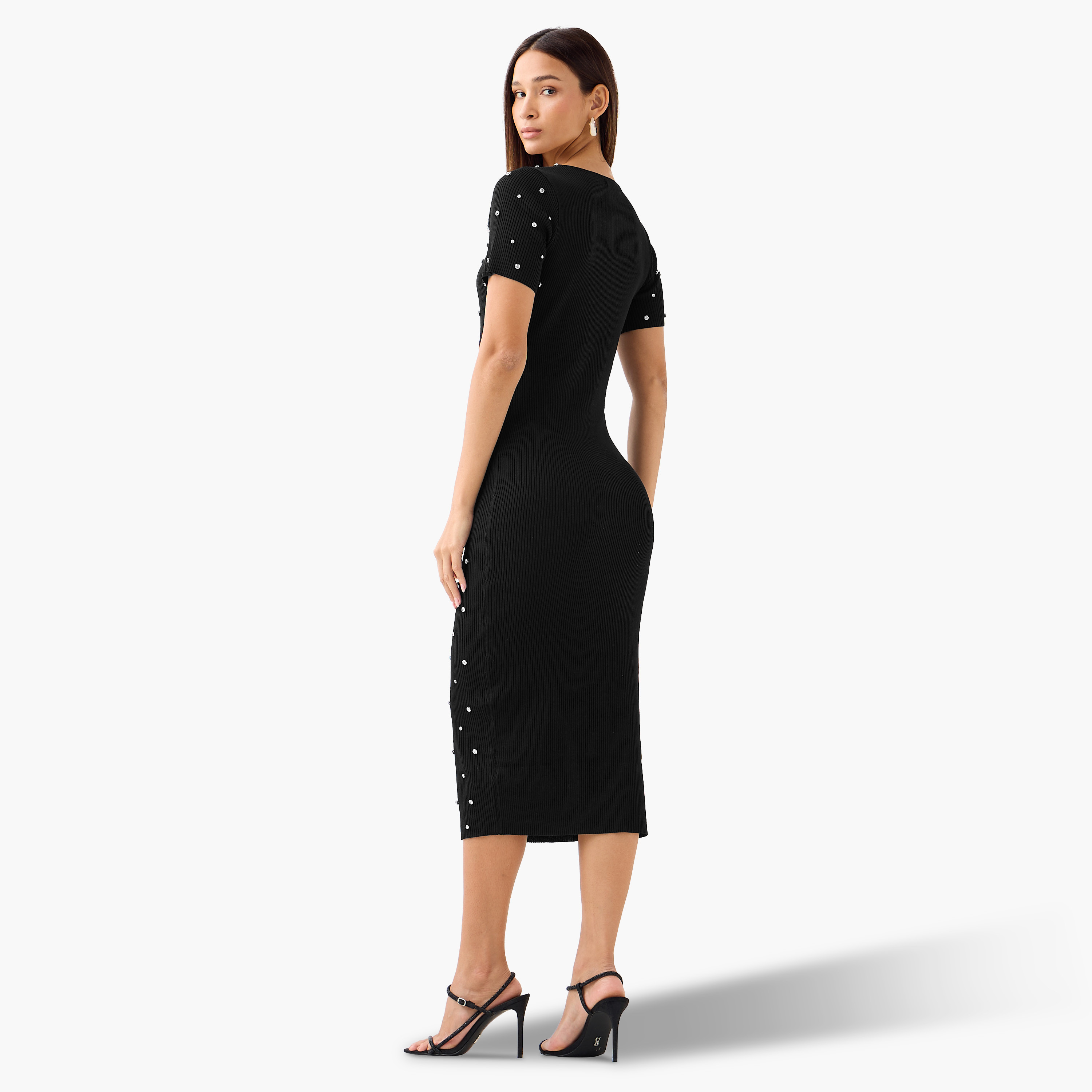 2Xtremz Stone Embellished Midi Knit Dress with Square Neck-women-clothing-dresses-image-4