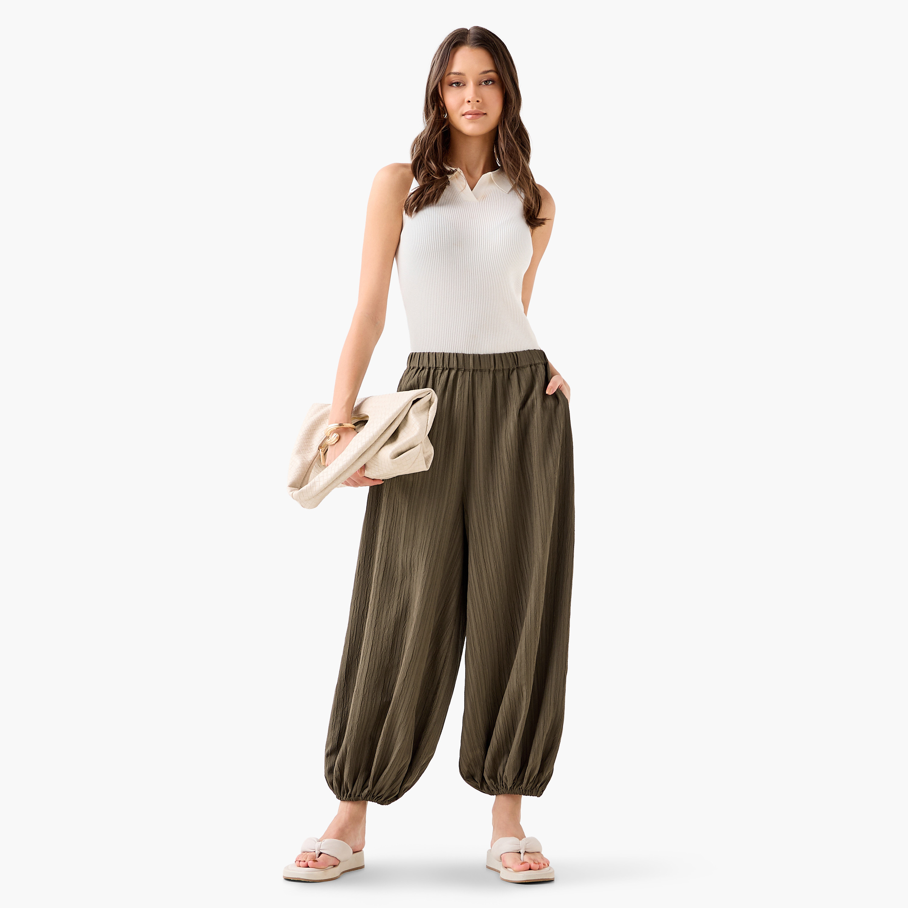 2Xtremz Relaxed Fit Mid-Rise Textured Cotton Harem Pants-women-clothing-bottoms-trousers-image-4