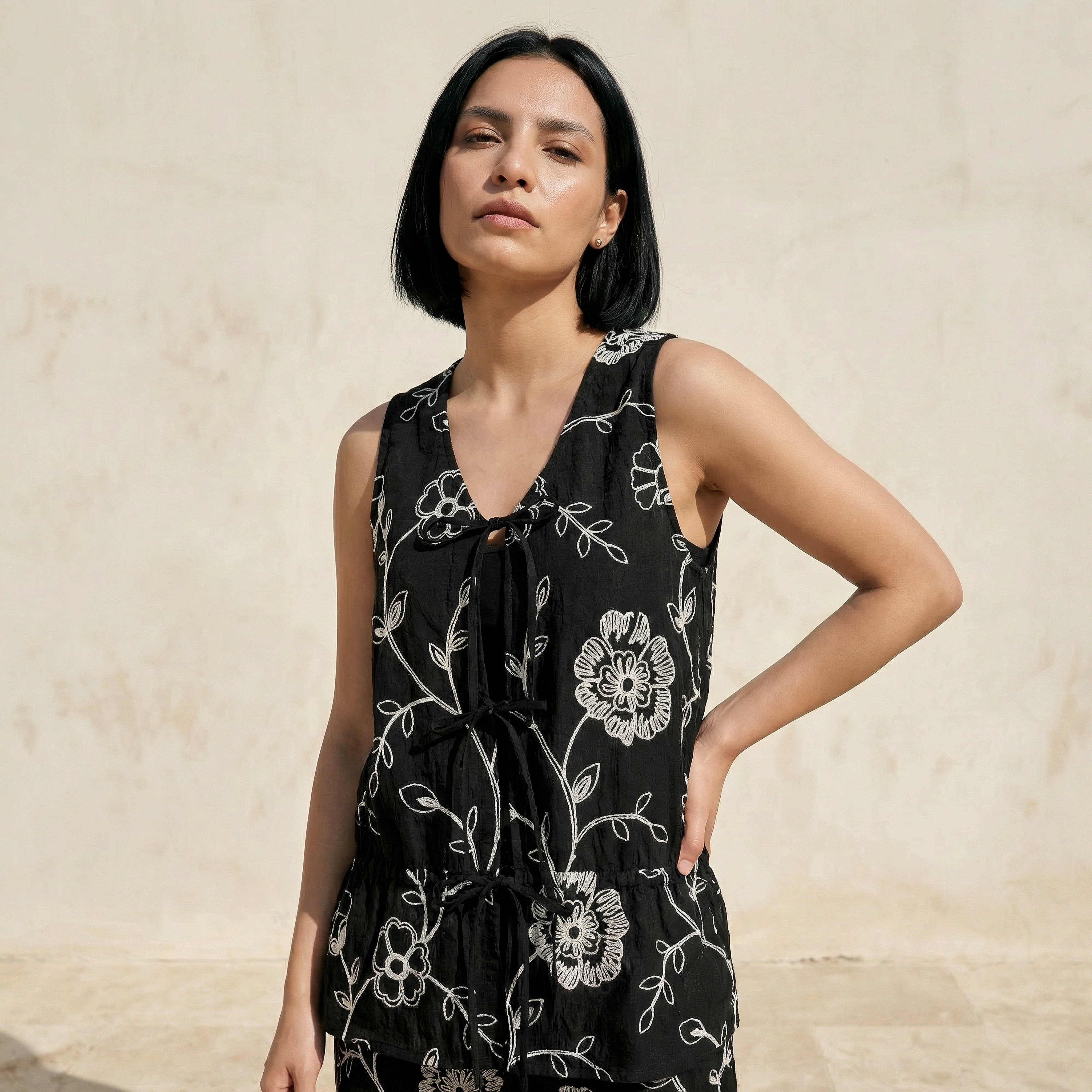 2Xtremz Sleeveless Top with Embroidery-women-clothing-coordsets-image-1