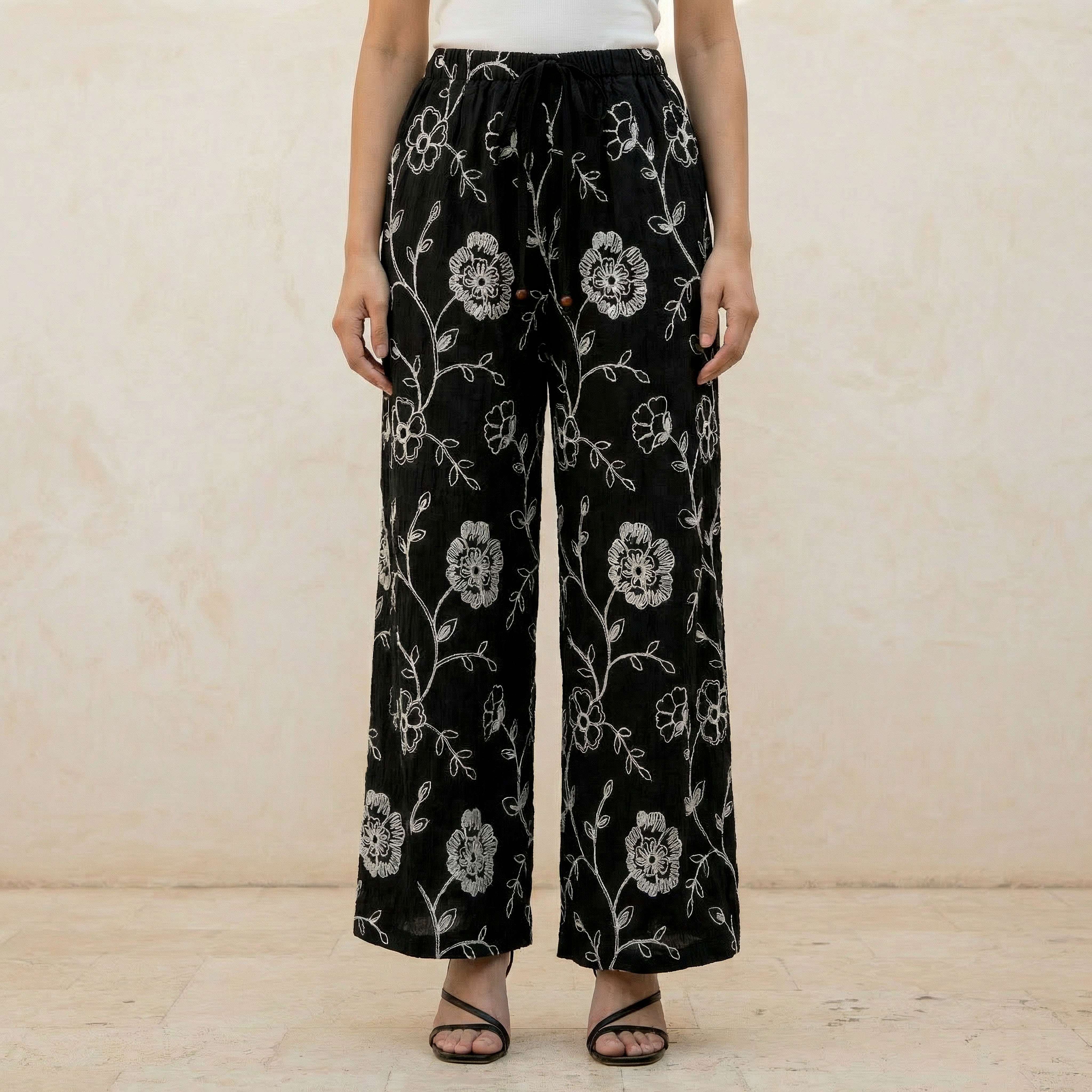 2Xtremz Drawstring Waist Embroidered Pants-women-clothing-coordsets-image-1