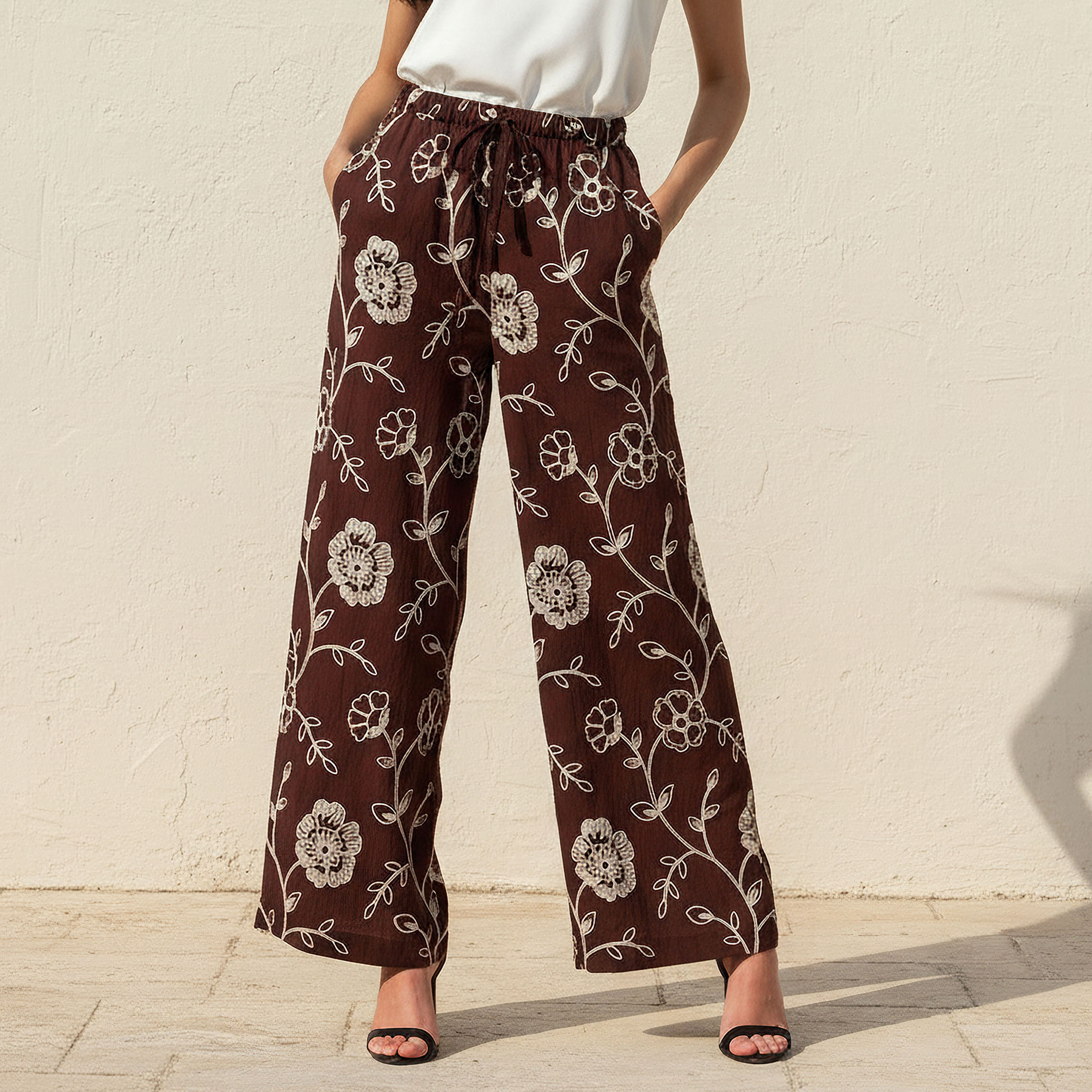 بنطلون مطرز برباط على الخصر من تو إكستريمز-women-clothing-bottoms-trousers-image-1