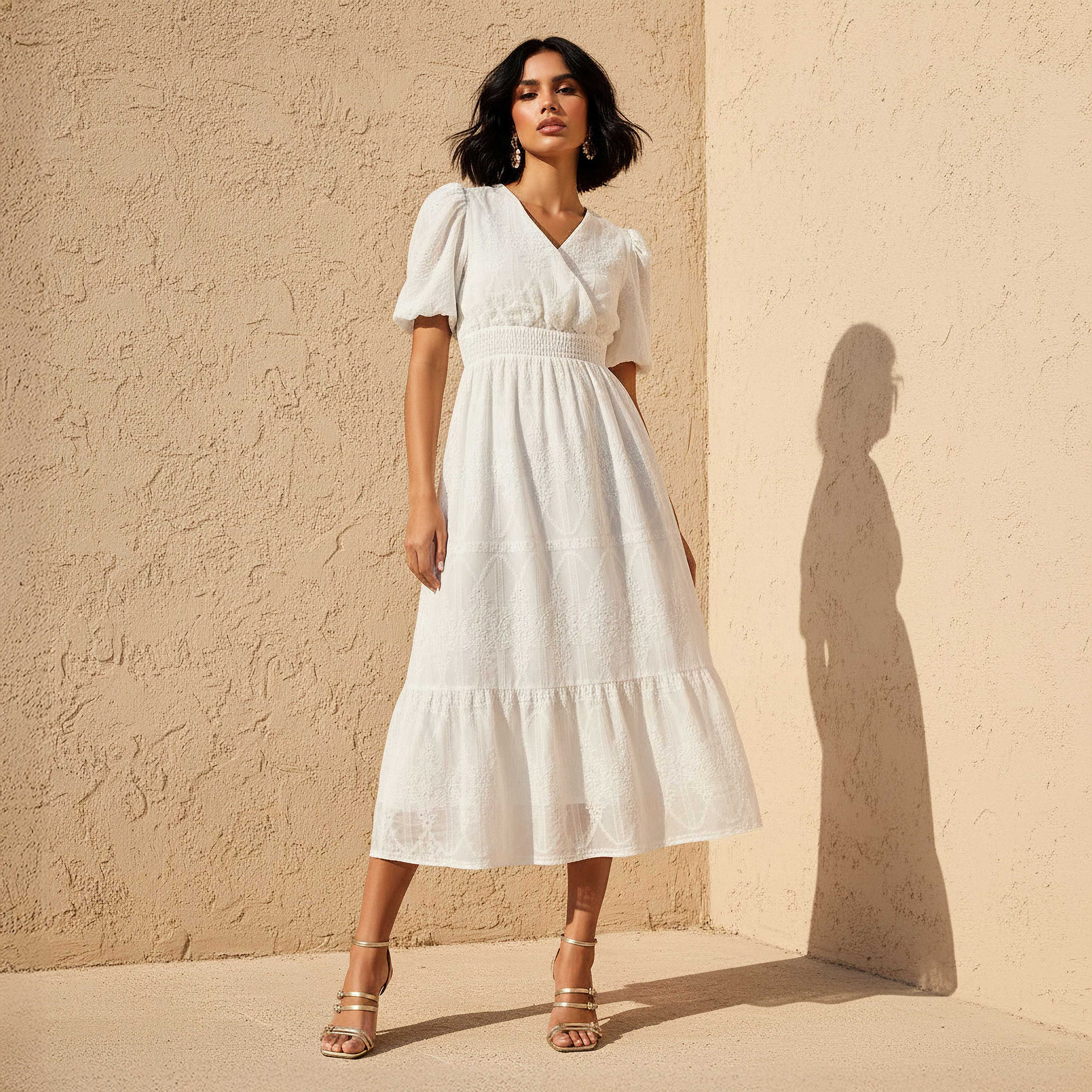 2Xtremz Midi Dress with Puff Sleeves and Embroidery-women-clothing-dresses-image-3