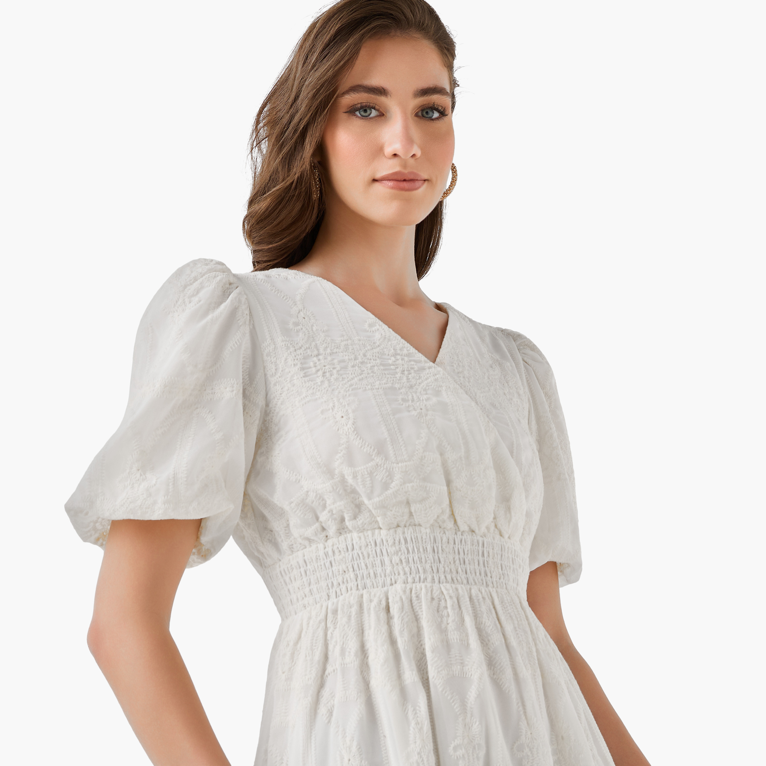 2Xtremz Midi Dress with Puff Sleeves and Embroidery-women-clothing-dresses-image-4