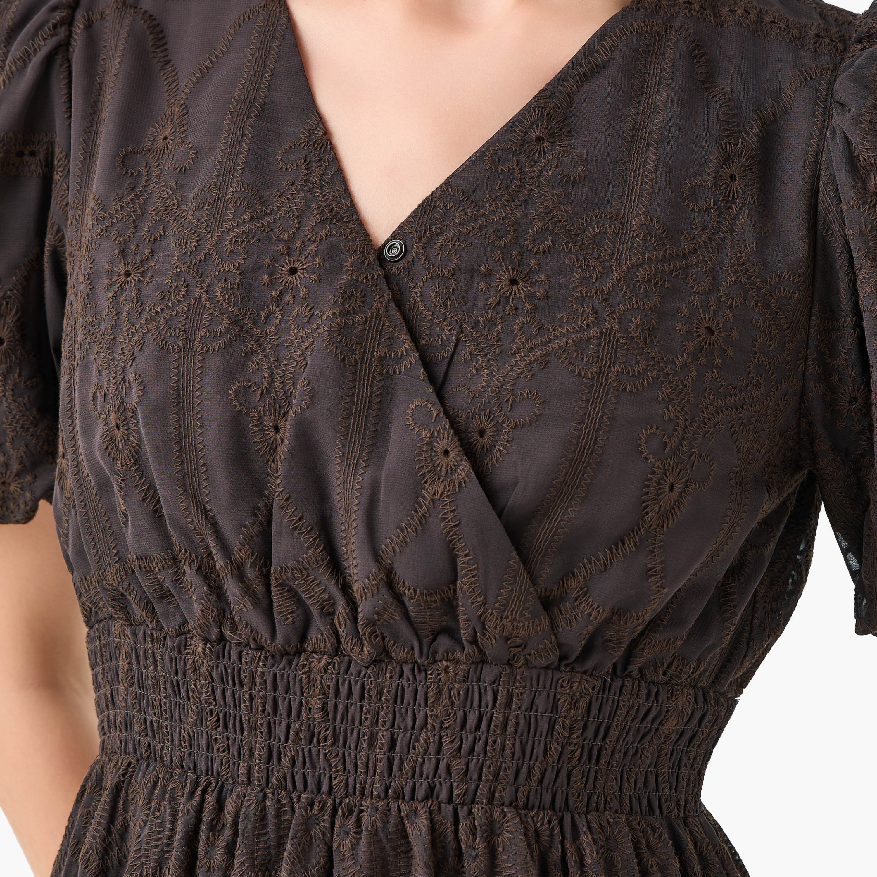 2Xtremz Midi Dress with Puff Sleeves and Embroidery-women-clothing-dresses-image-2