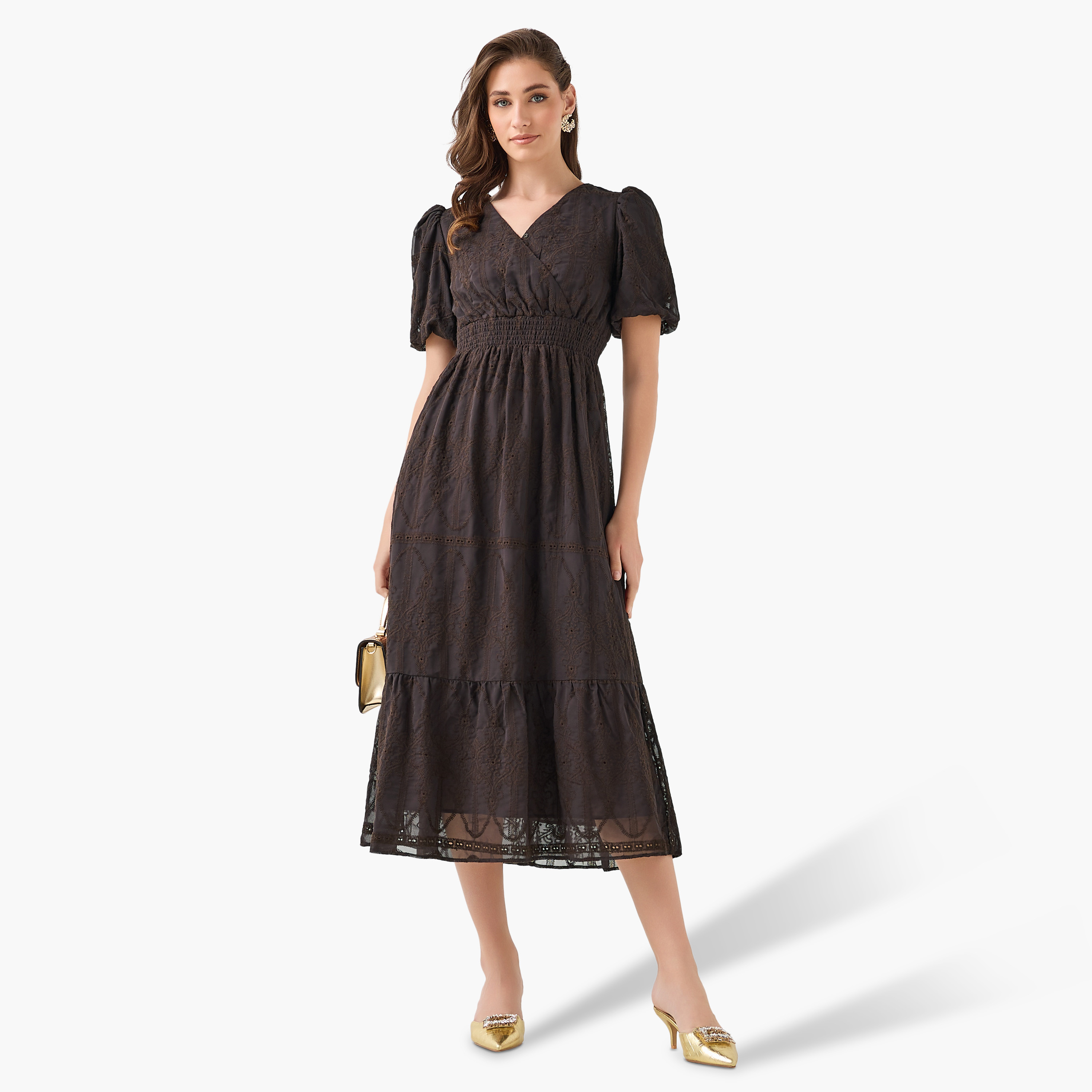 2Xtremz Midi Dress with Puff Sleeves and Embroidery-women-clothing-dresses-image-6