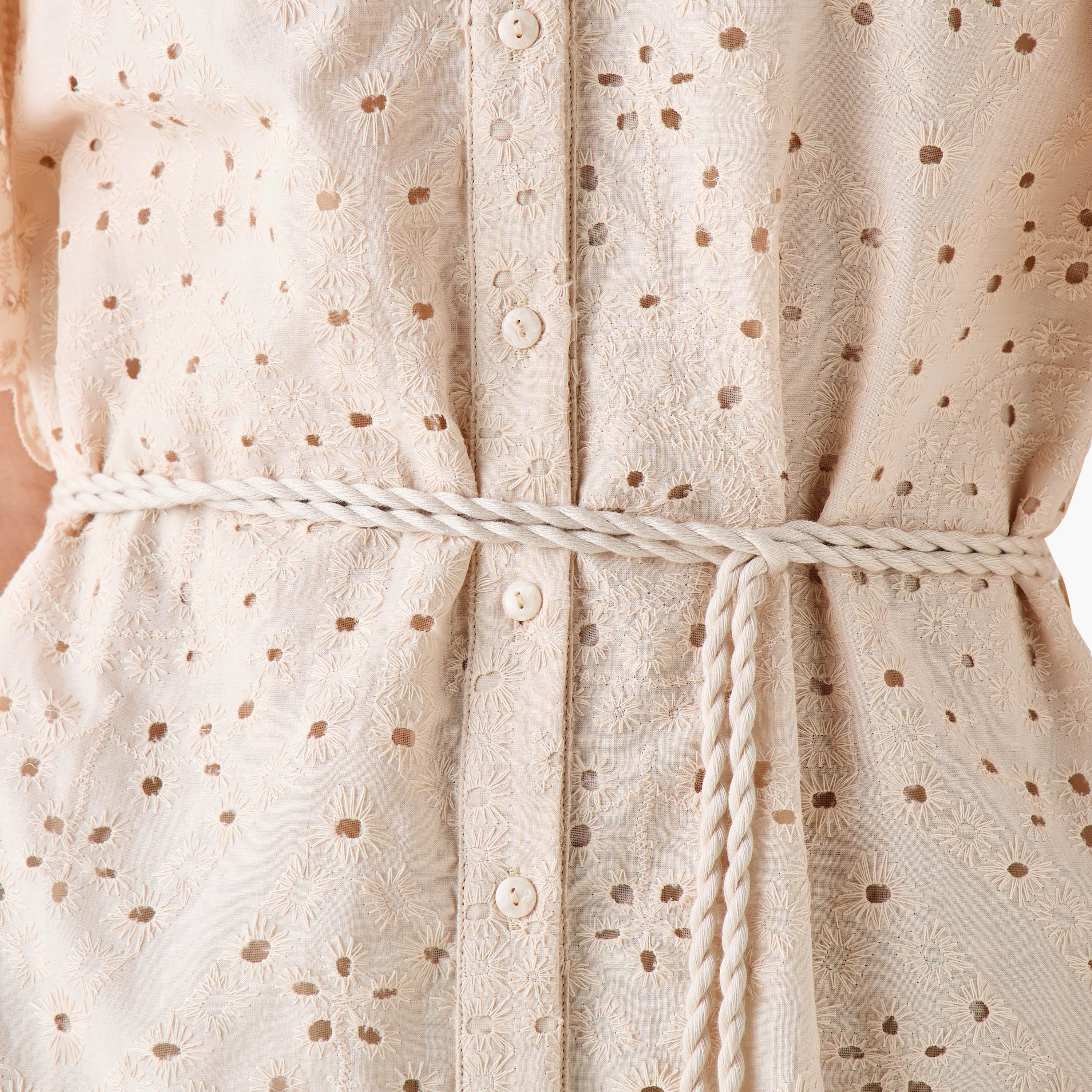 2Xtremz Schiffili Embroidered Women Shirt Dress with Tie-Up Belt Cotton-women-clothing-dresses-image-5