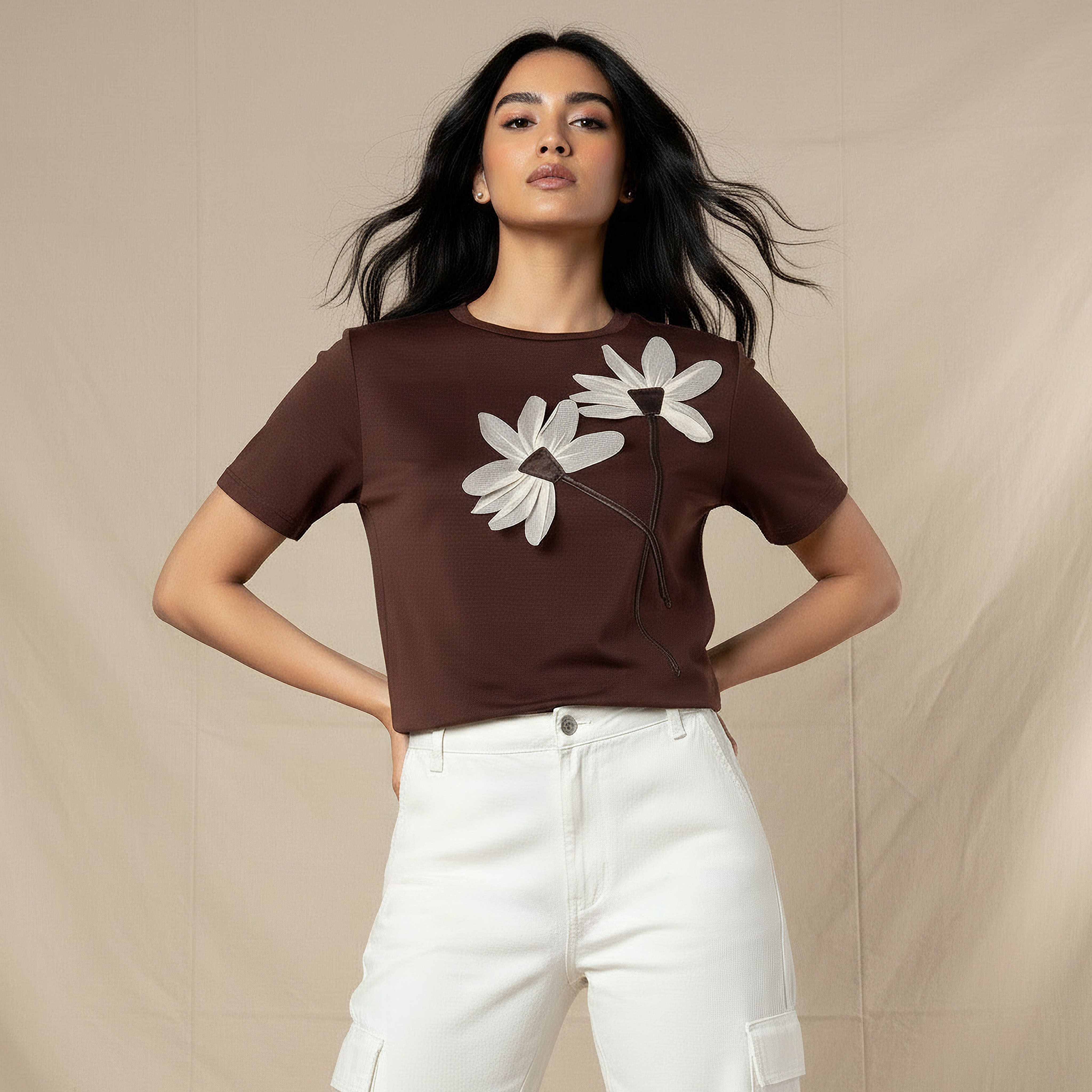 2Xtremz T-shirt with Floral Applique-women-clothing-tshirts-image-1