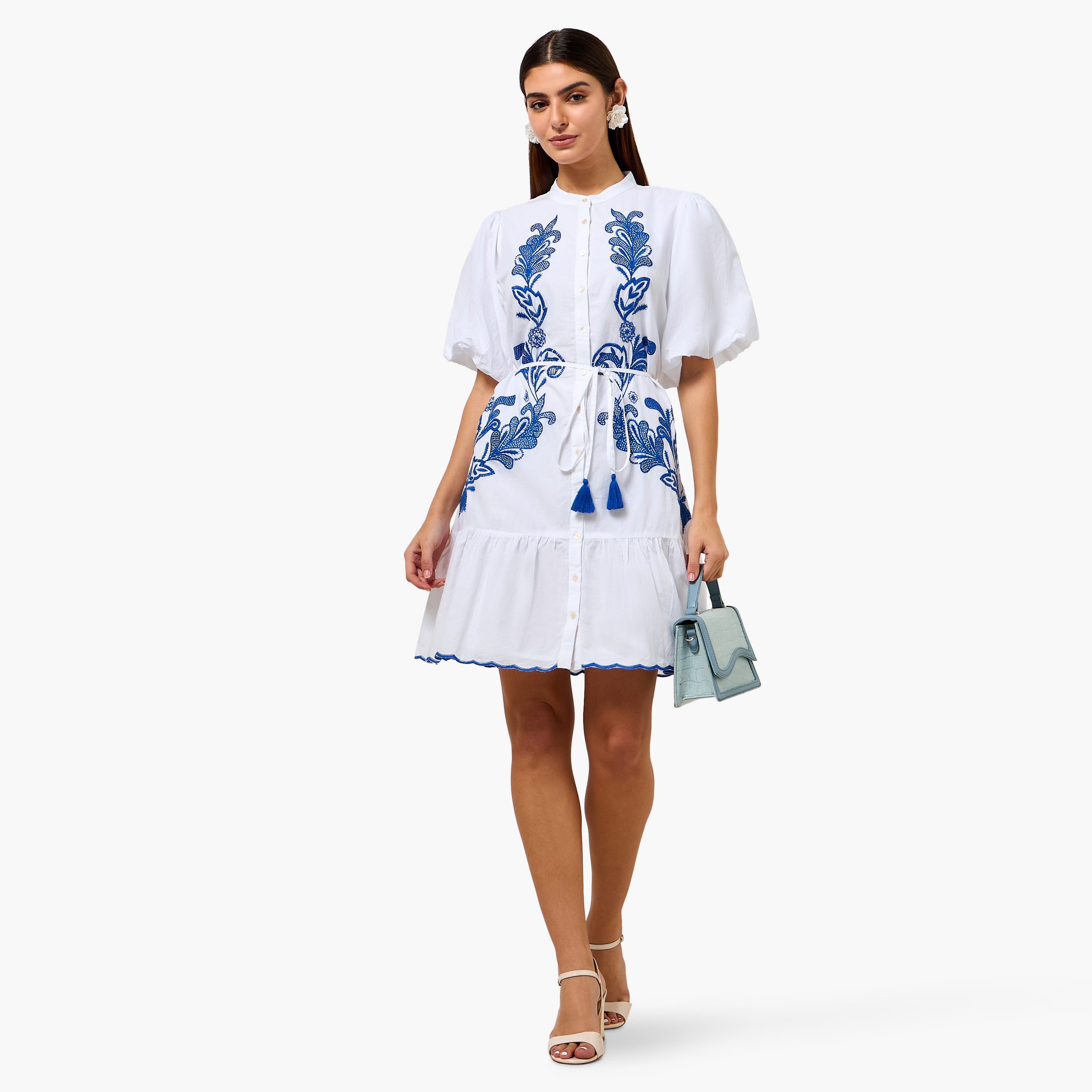 2Xtremz Embroidered Shirt Women Dress Flounce Hemline Cotton-women-clothing-dresses-image-4