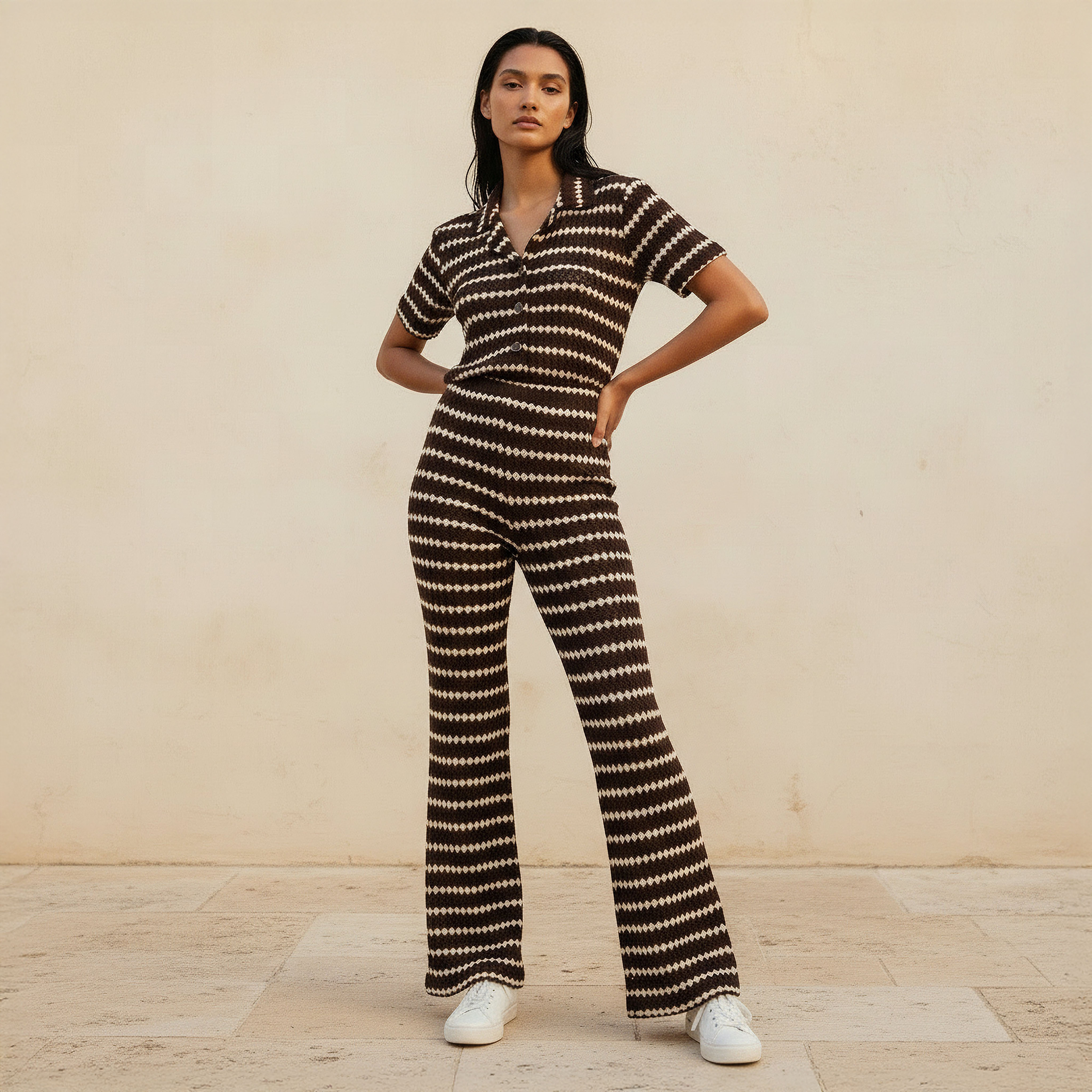 بنطلون مخطط بخصر متوسط الارتفاع من تو إكستريمز-women-clothing-bottoms-trousers-image-3