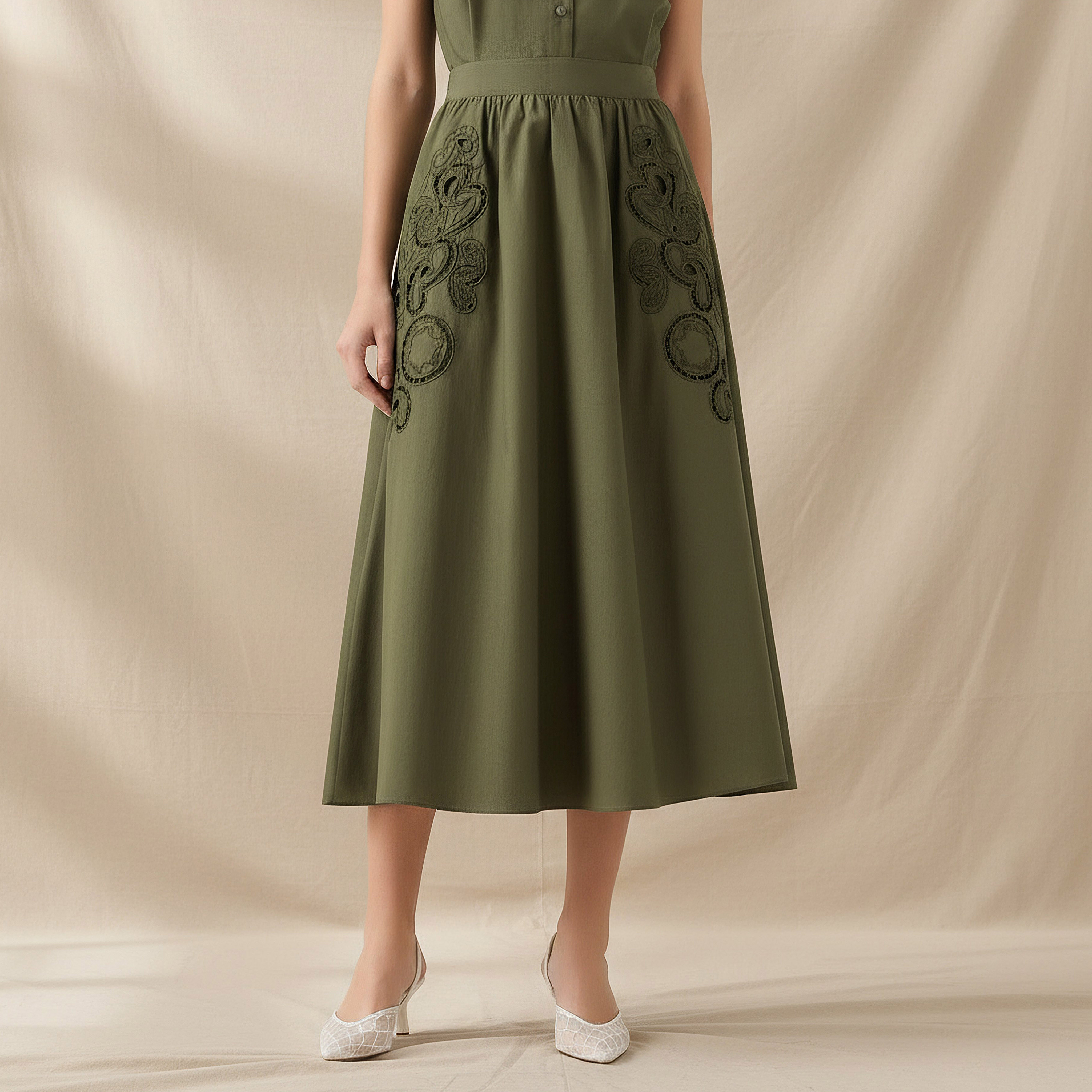 2Xtremz Midi Cotton A-line Skirt with Lace Inserts-women-clothing-bottoms-skirts-image-1
