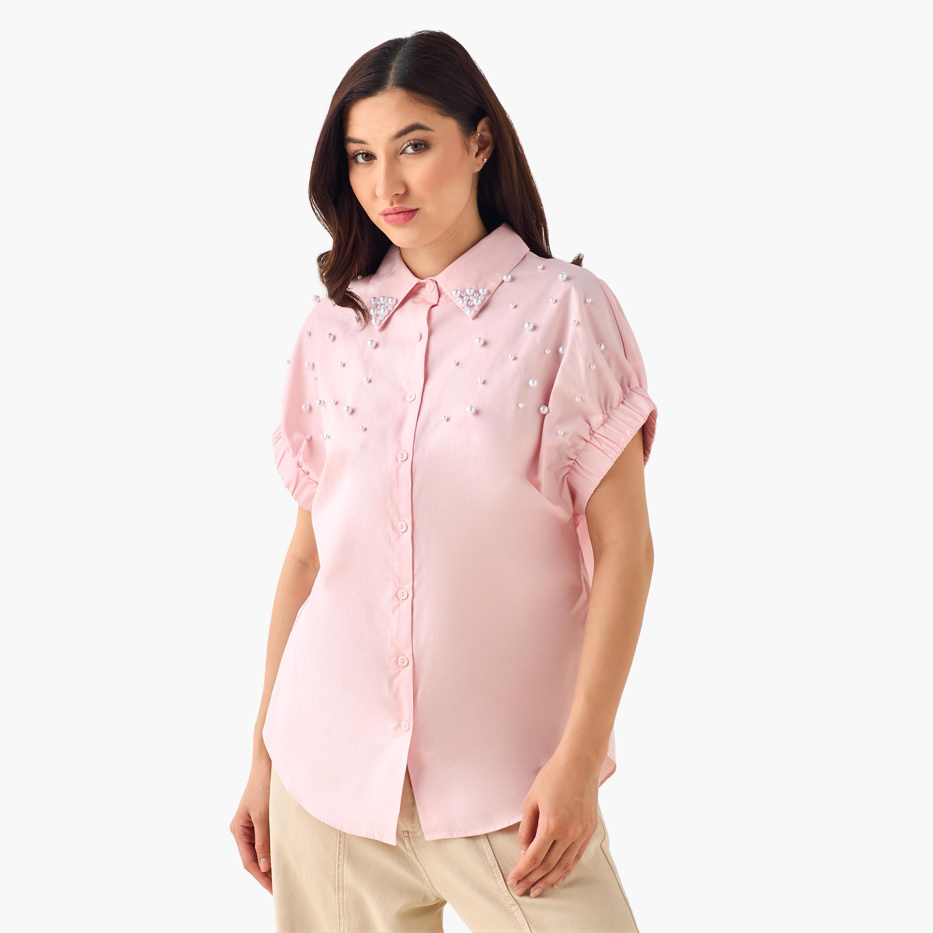 2Xtremz Cotton Shirt with Pearl Embellishment-women-clothing-shirtsandblouses-shirts-image-3