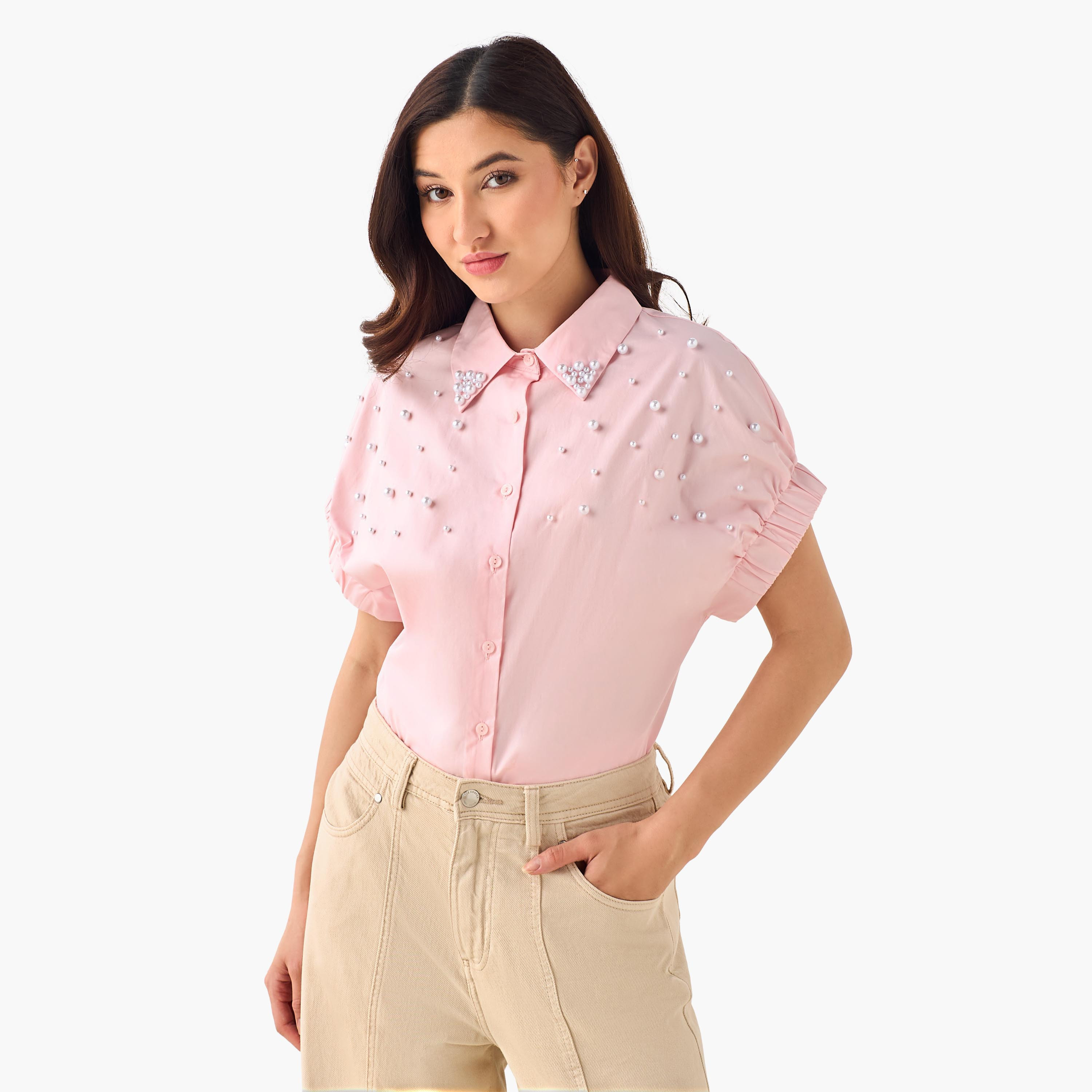 2Xtremz Cotton Shirt with Pearl Embellishment-women-clothing-shirtsandblouses-shirts-image-7