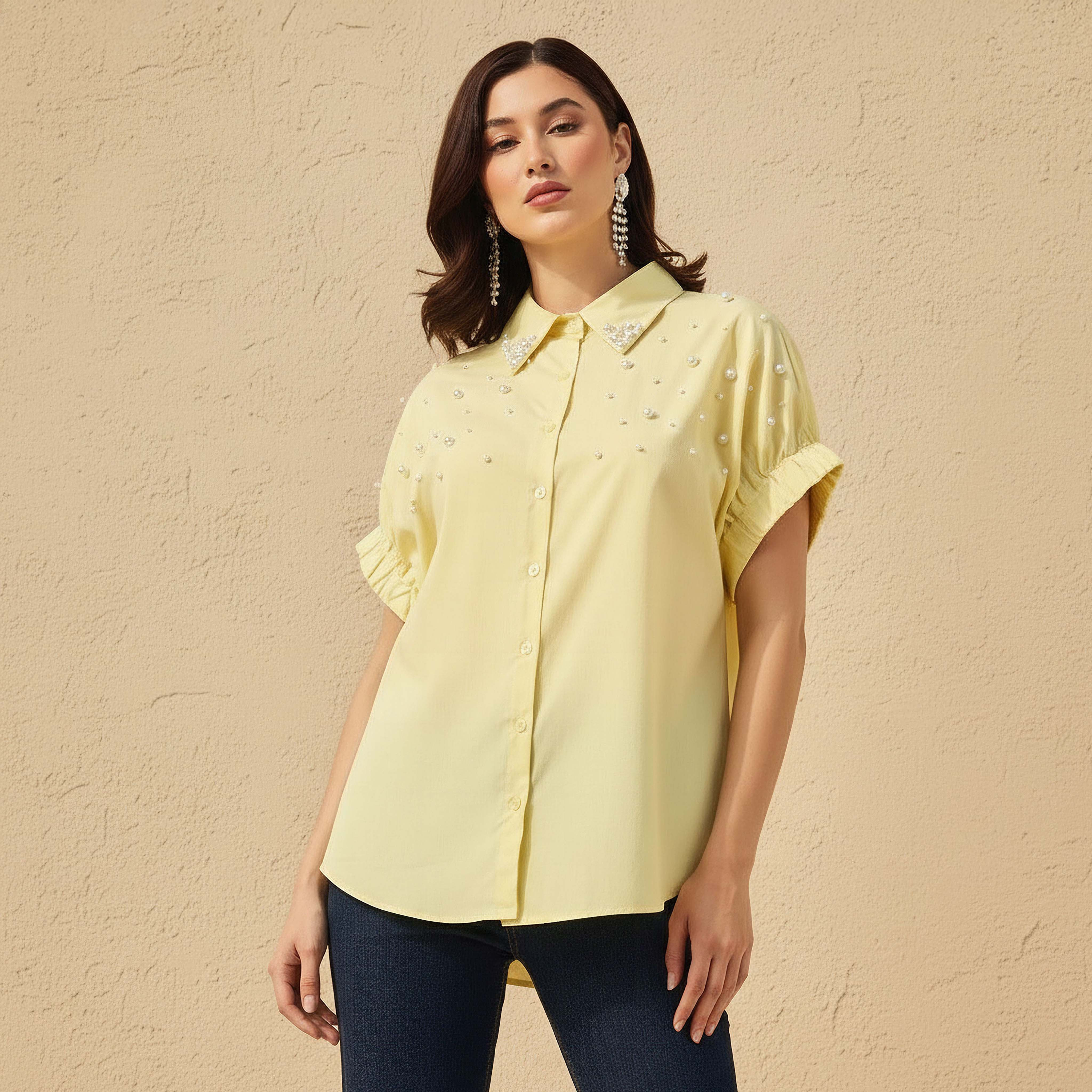 2Xtremz Cotton Shirt with Pearl Embellishment-women-clothing-shirtsandblouses-shirts-image-1