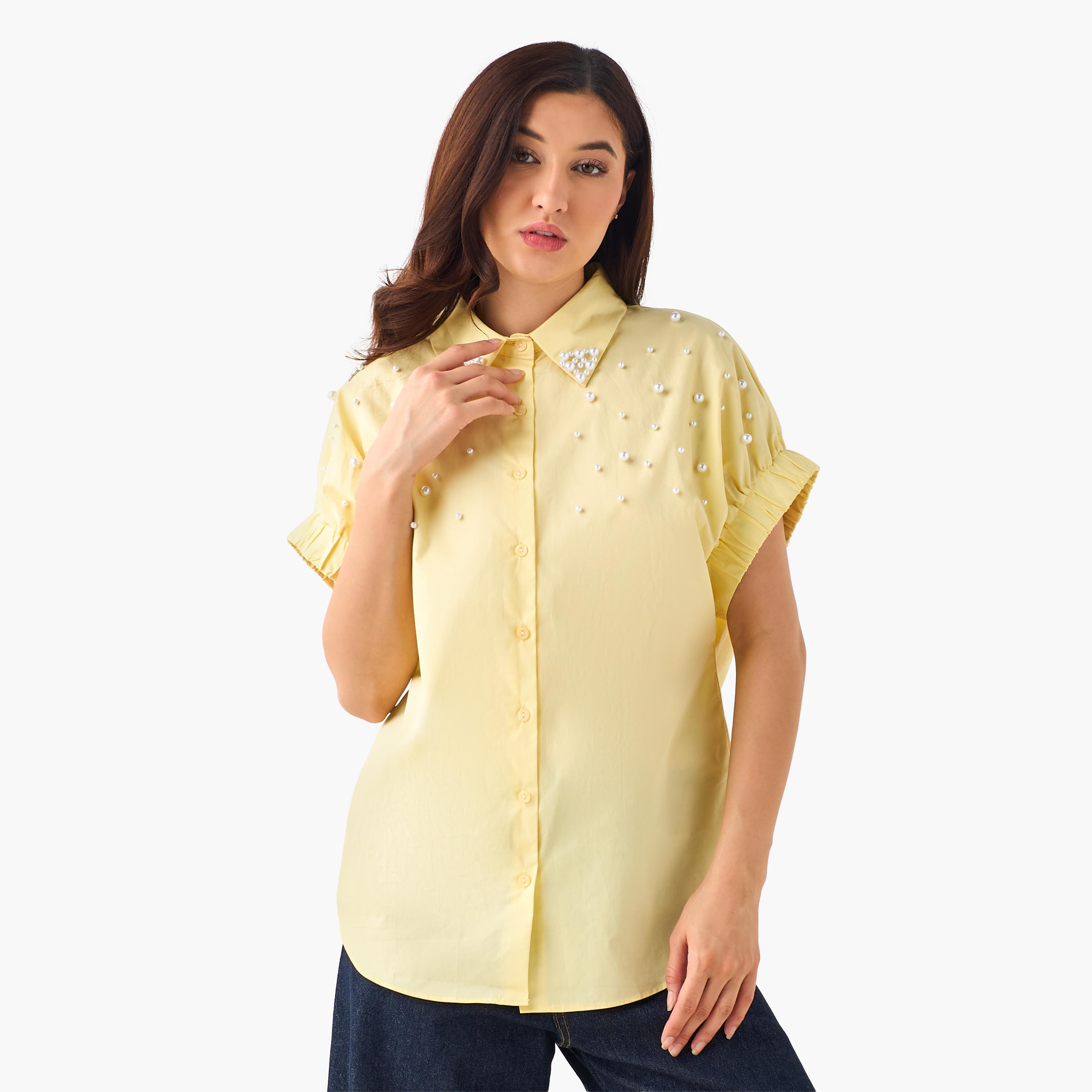 2Xtremz Cotton Shirt with Pearl Embellishment-women-clothing-shirtsandblouses-shirts-image-4
