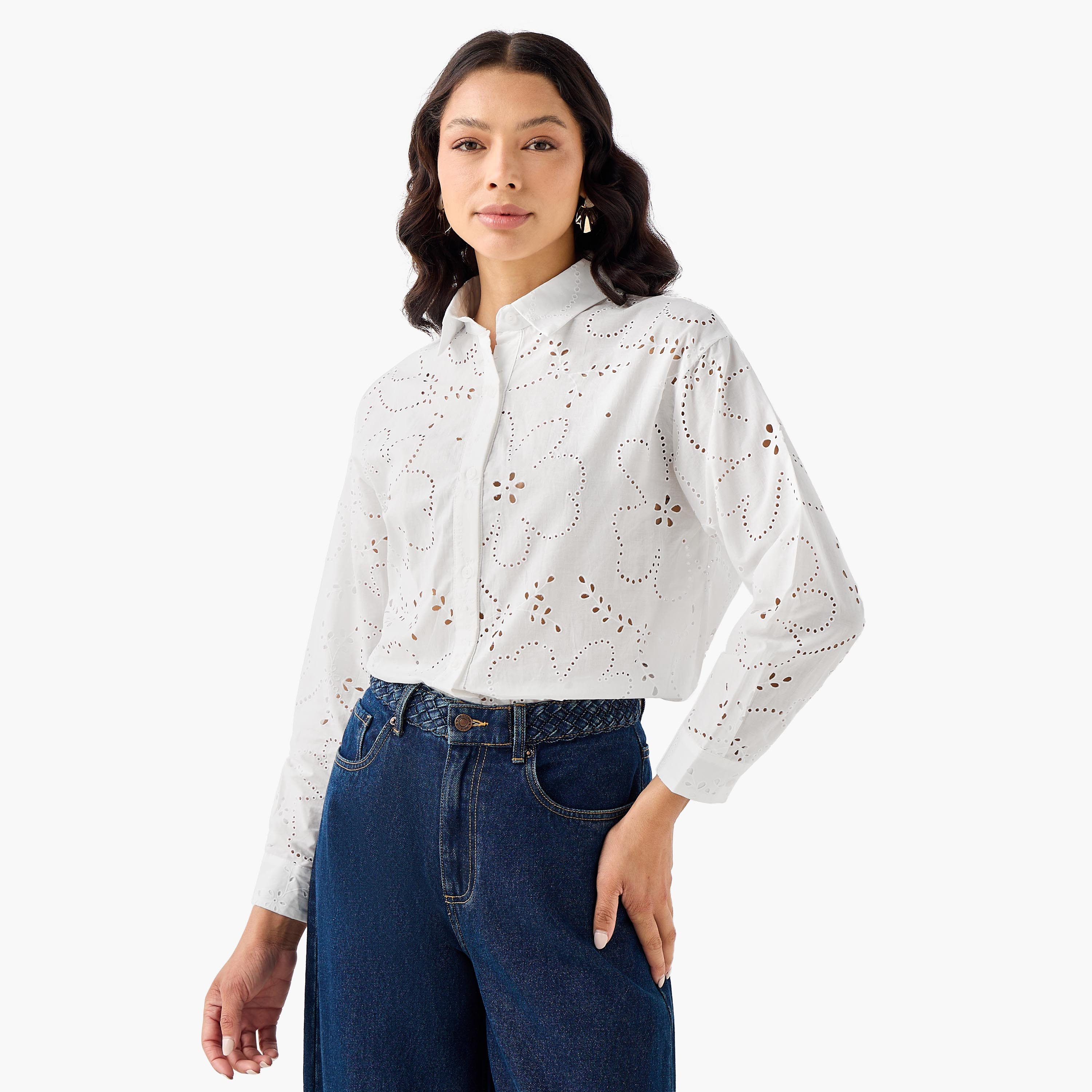 2Xtremz Cotton Shirt with Schiffli Embroidery-women-clothing-shirtsandblouses-shirts-image-3