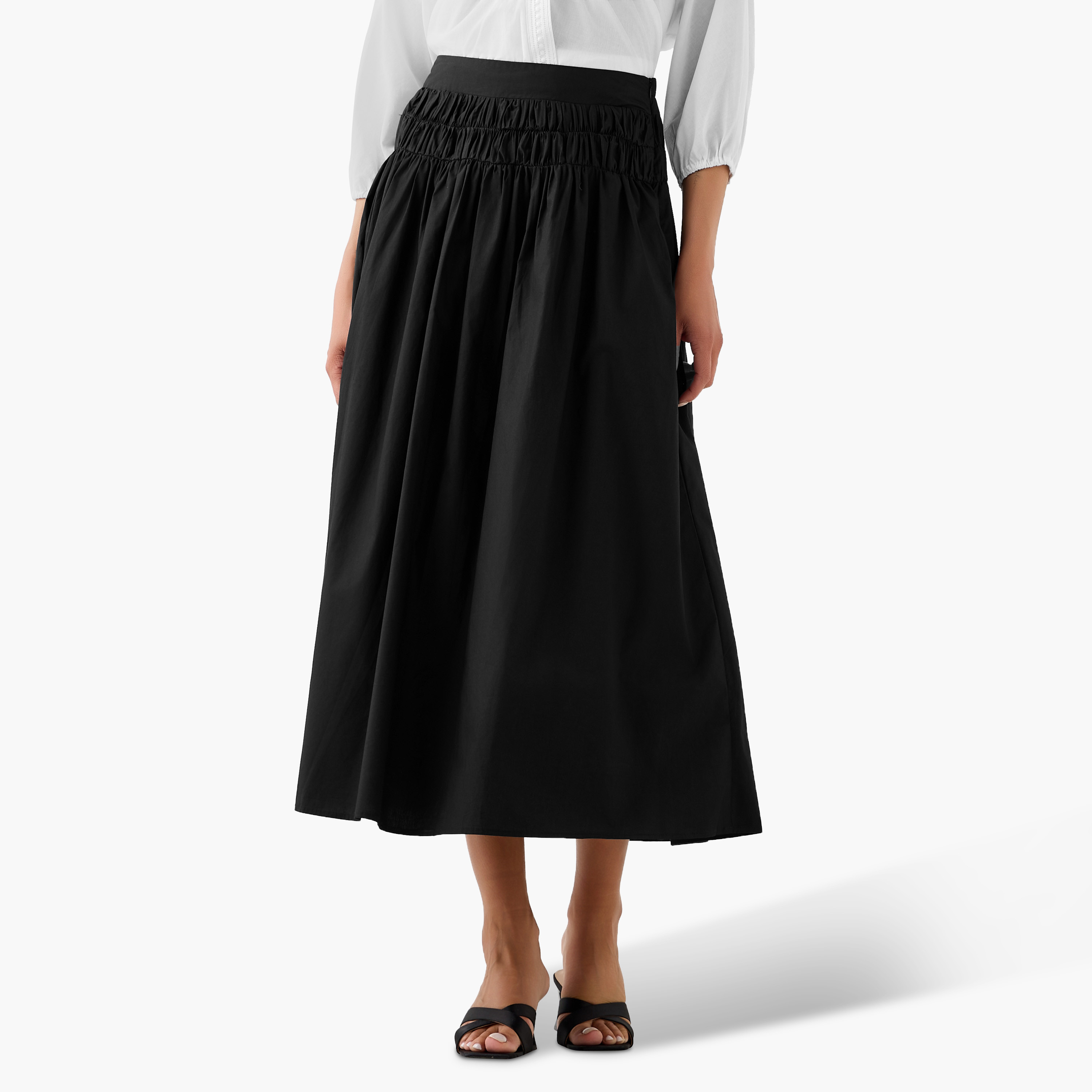 2Xtremz Midi Cotton A-line Skirt with Side Zip-women-clothing-bottoms-skirts-image-2