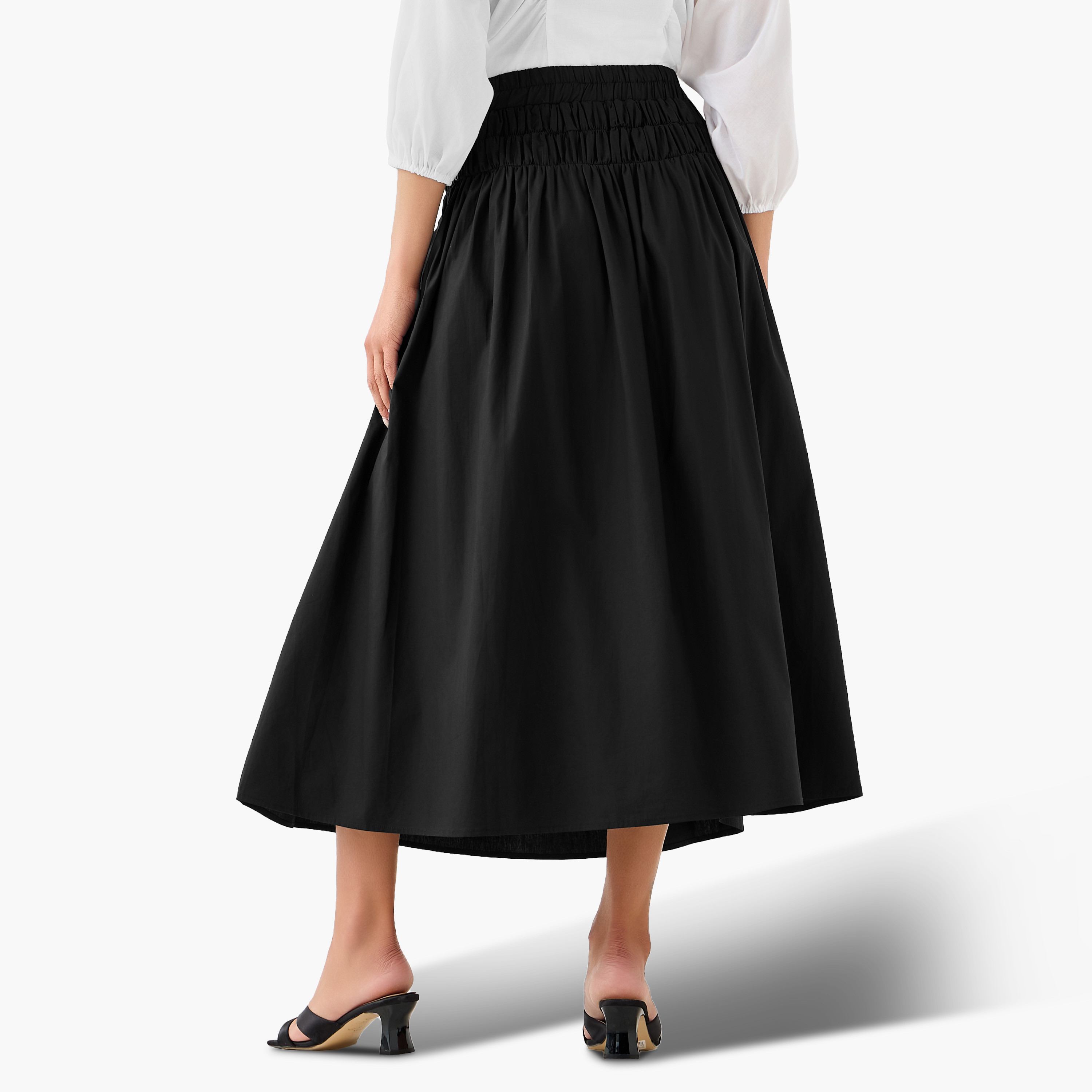 2Xtremz Midi Cotton A-line Skirt with Side Zip-women-clothing-bottoms-skirts-image-4