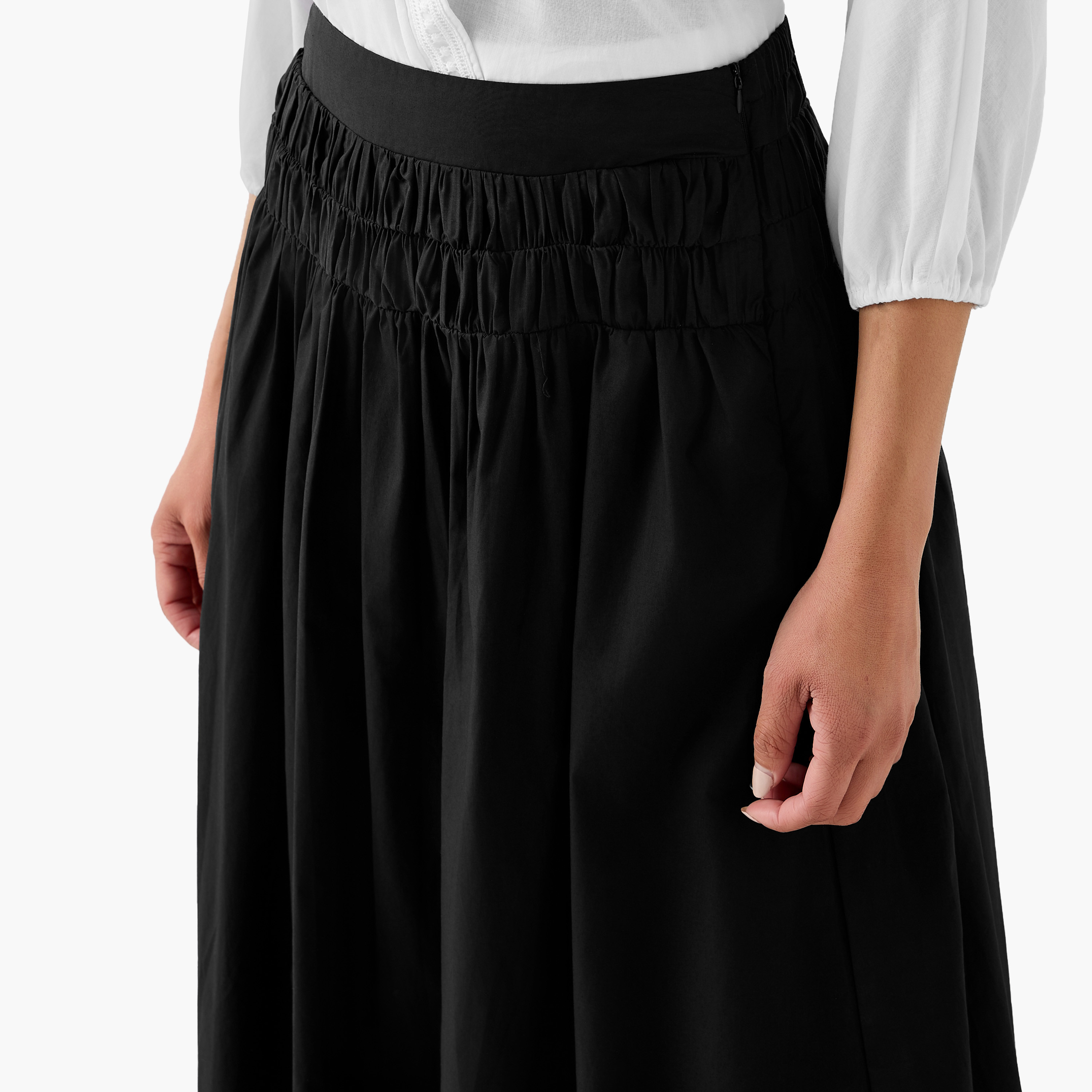 2Xtremz Midi Cotton A-line Skirt with Side Zip-women-clothing-bottoms-skirts-image-5