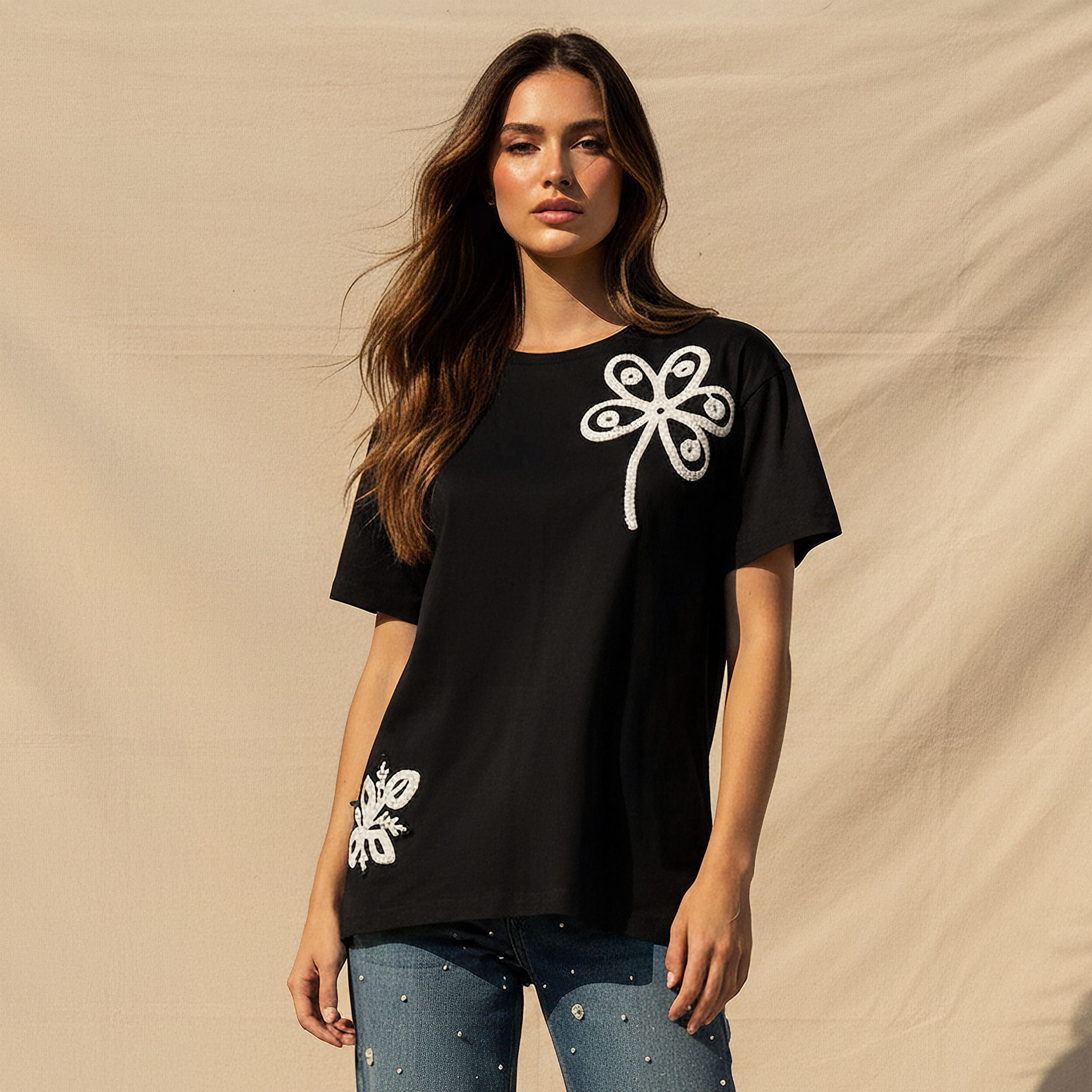 2Xtremz Regular Fit Cotton T-shirt with Crochet Detail-women-clothing-tshirts-image-1