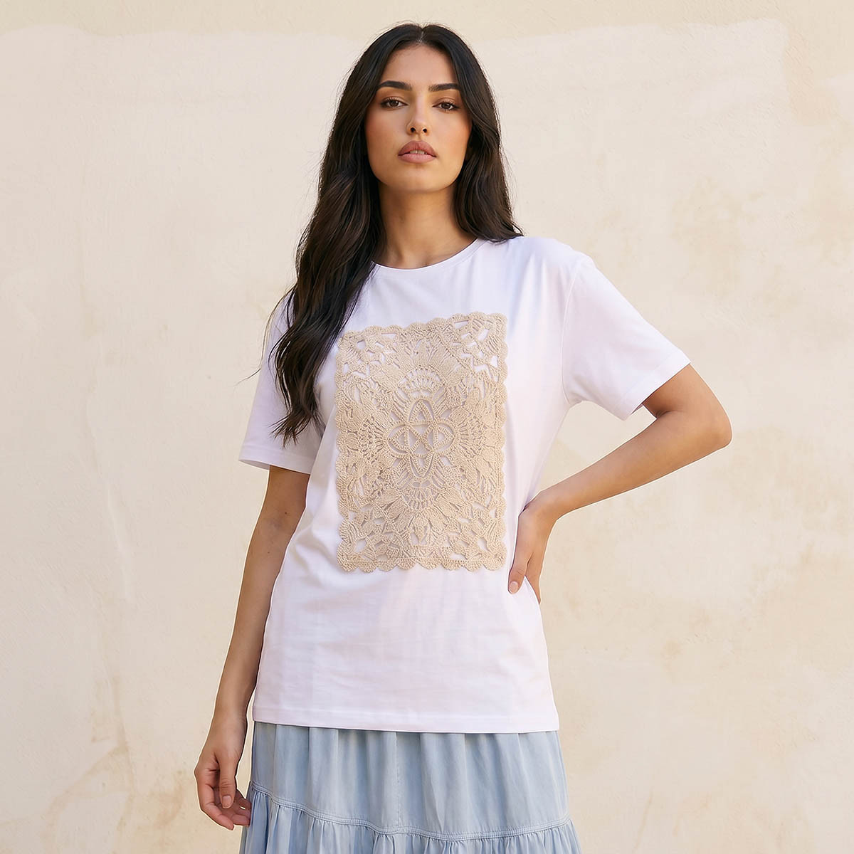 2Xtremz Relaxed Fit Cotton T-shirt with Crochet Detail-women-clothing-tshirts-image-1