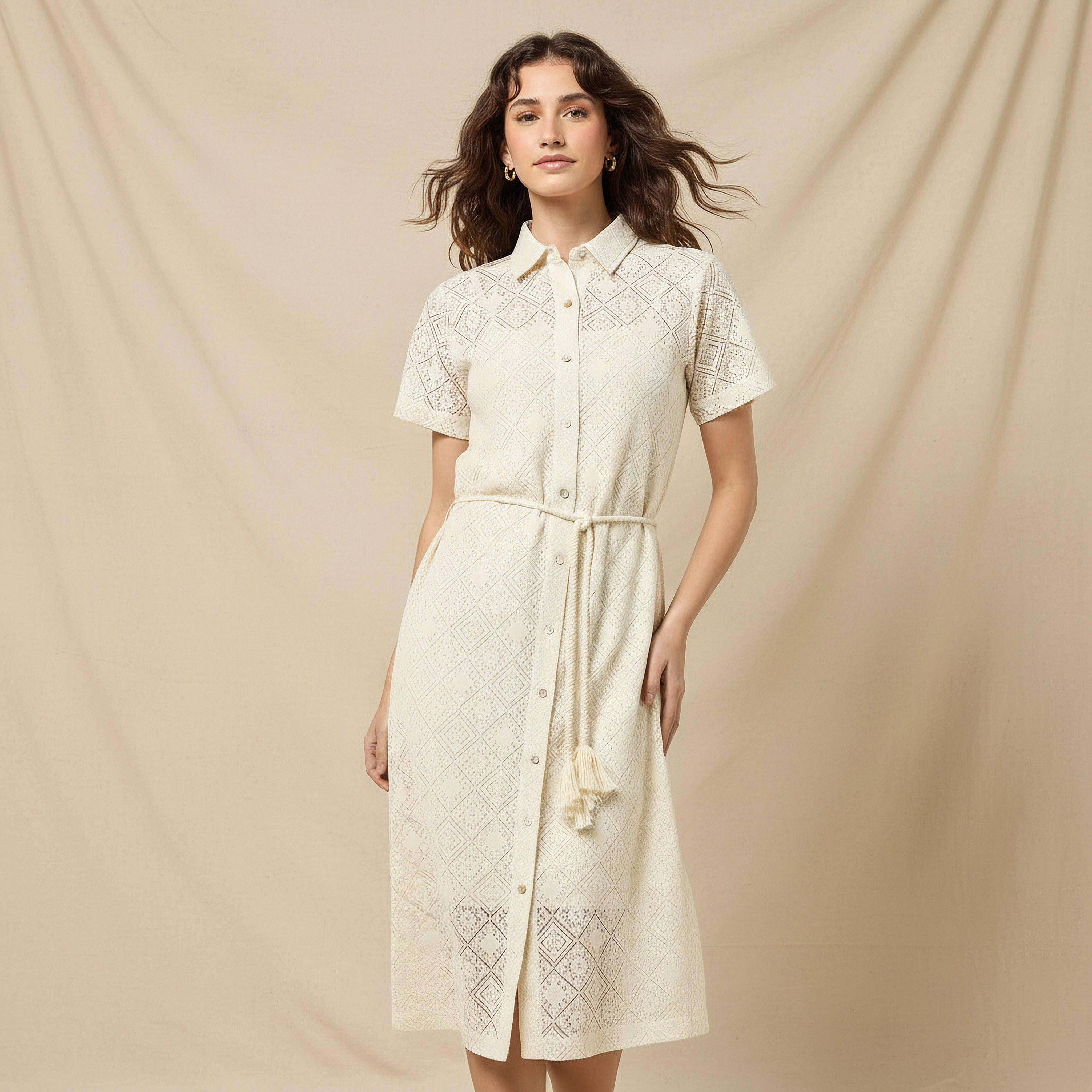 2Xtremz Shirt Style Women Dress with Lace Design-women-clothing-dresses-image-1
