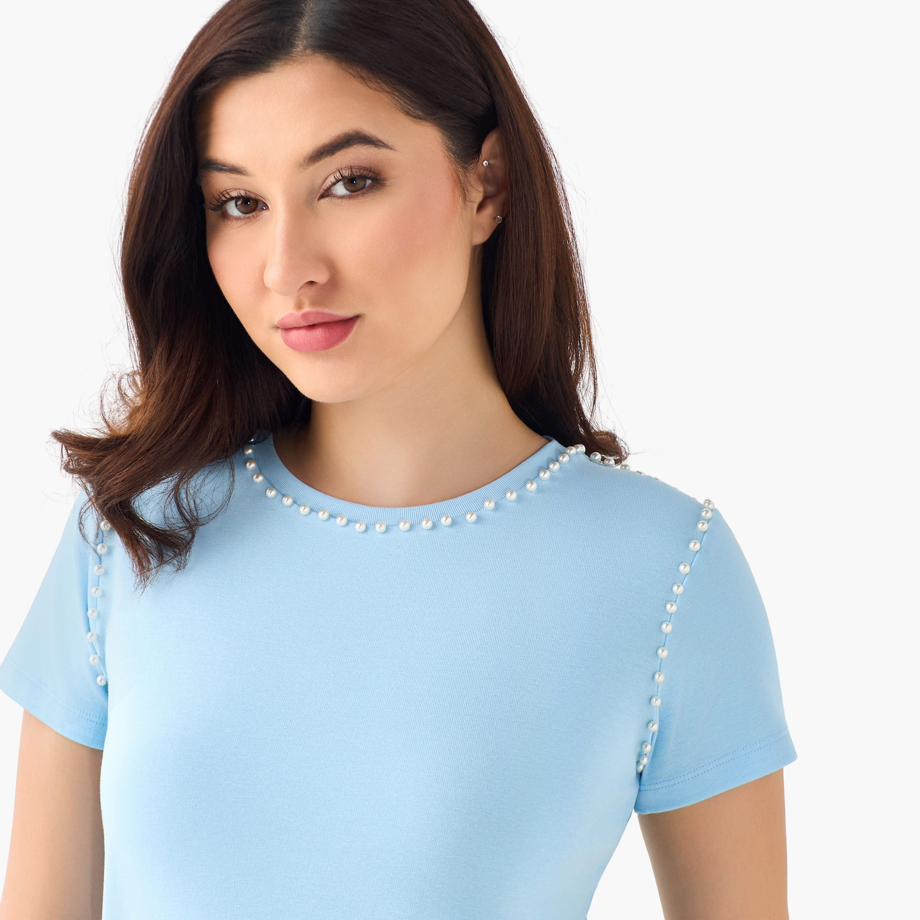تيشيرت بتزيينات لؤلؤ من تو إكستريمز-women-clothing-tshirts-image-8