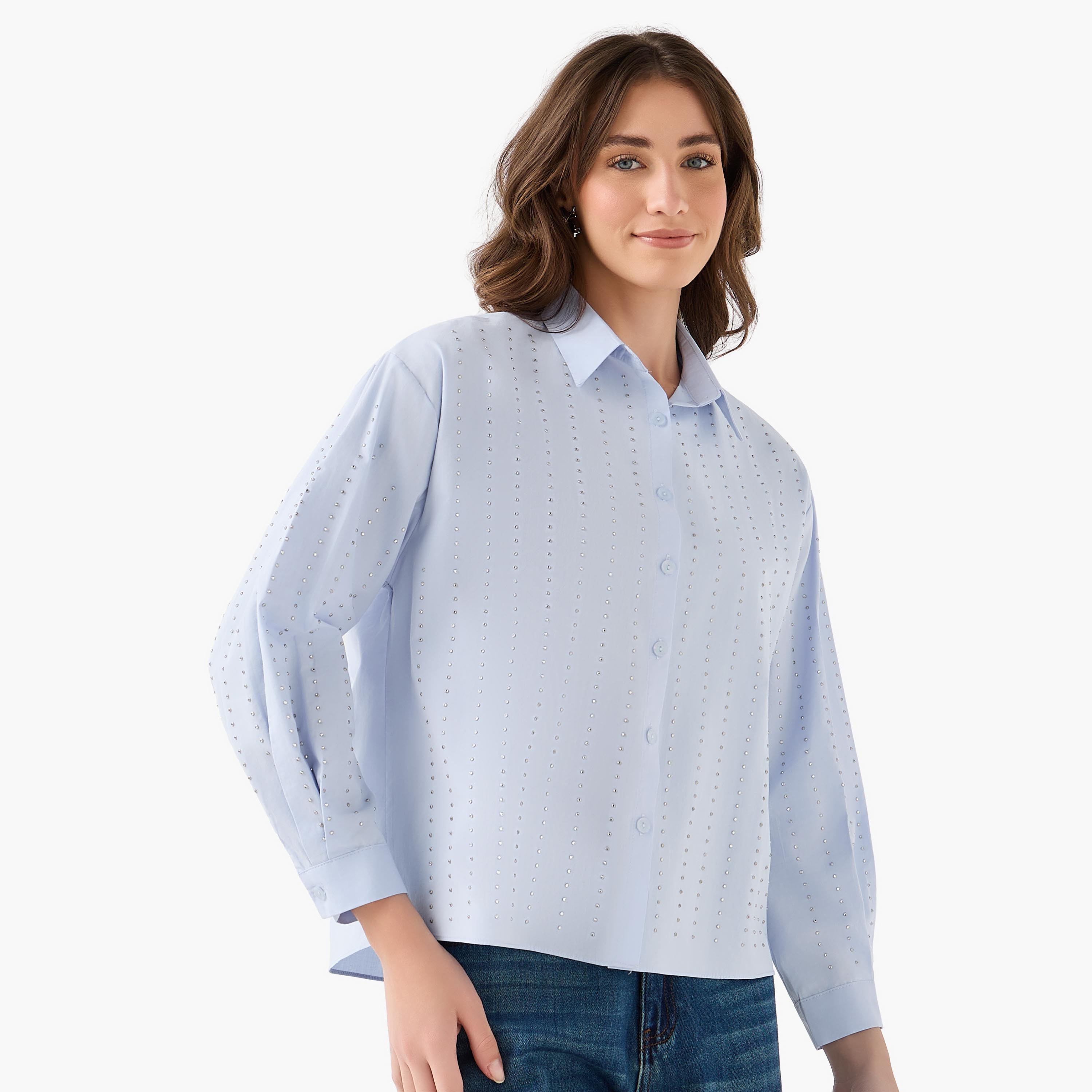 2Xtremz Cotton Shirt with Embellished Detail-women-clothing-shirtsandblouses-shirts-image-2