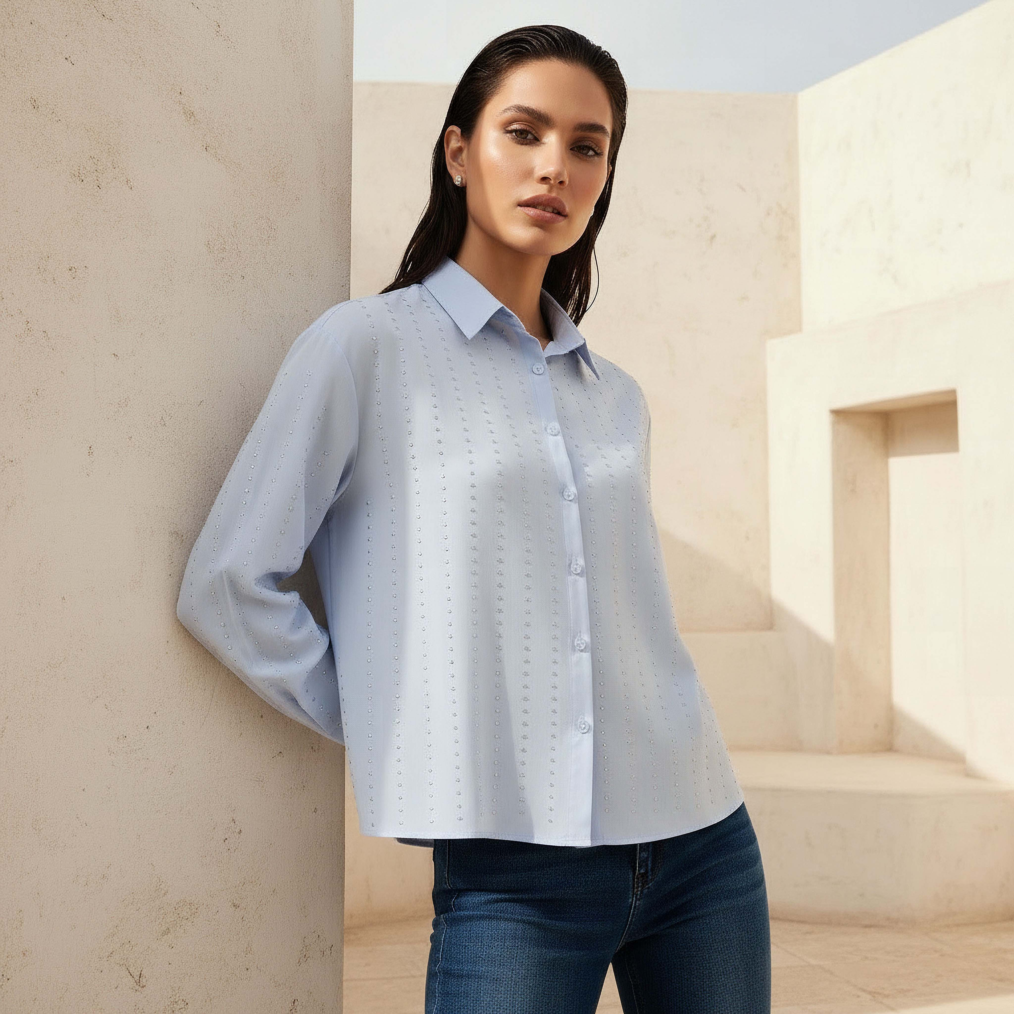 2Xtremz Cotton Shirt with Embellished Detail-women-clothing-shirtsandblouses-shirts-image-1