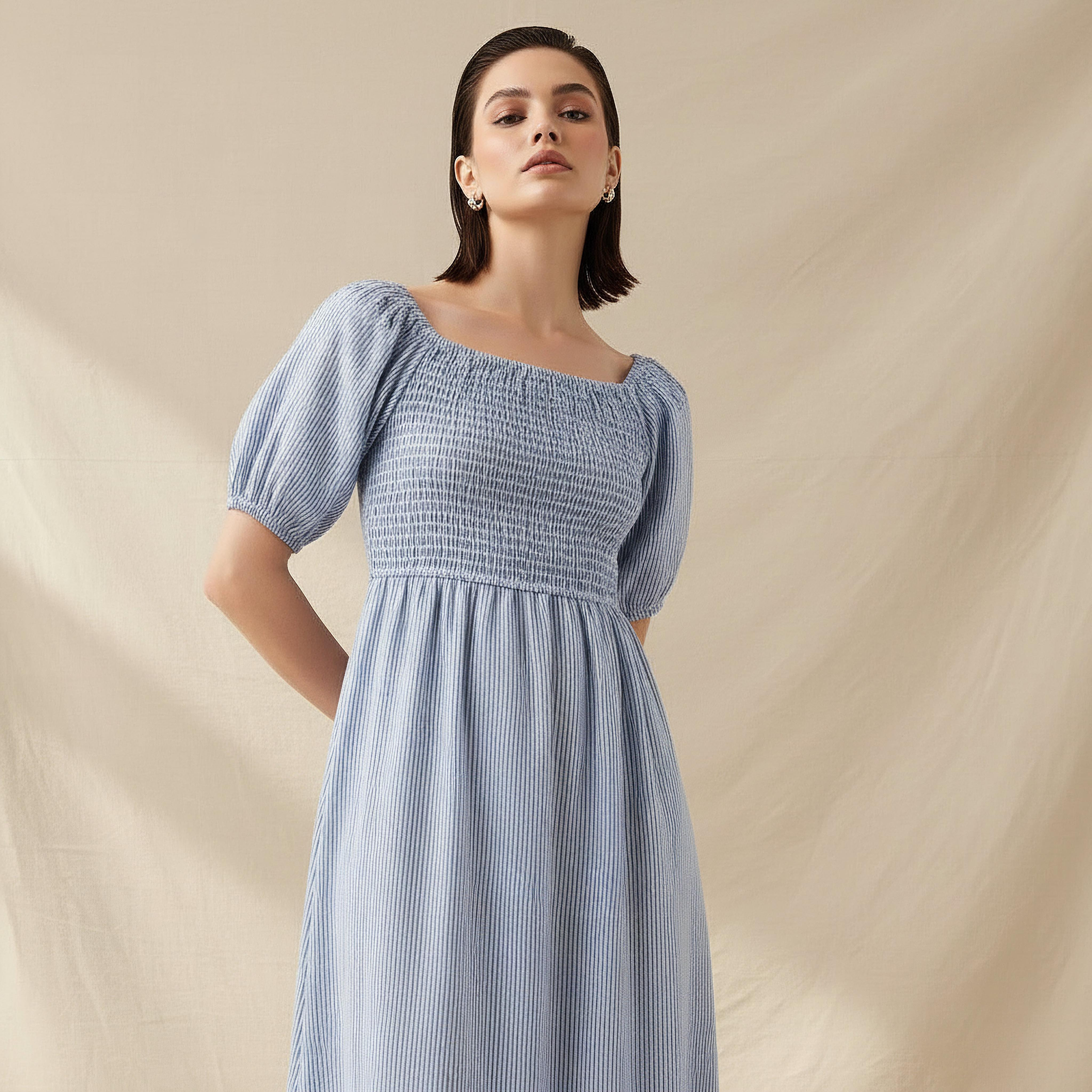 2Xtremz Smocked Midi Dress with Embroidered Hem-women-clothing-dresses-image-2